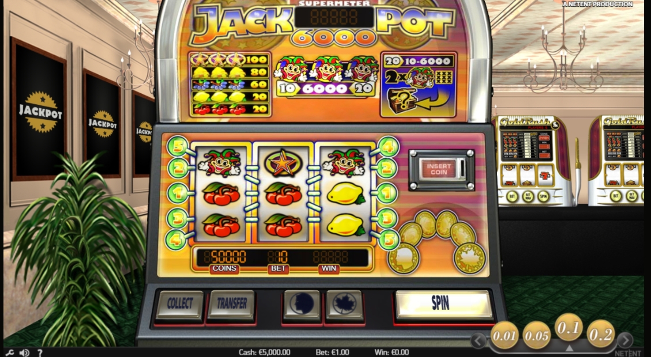 Reels in Jackpot 6000 Slot Game by NetEnt