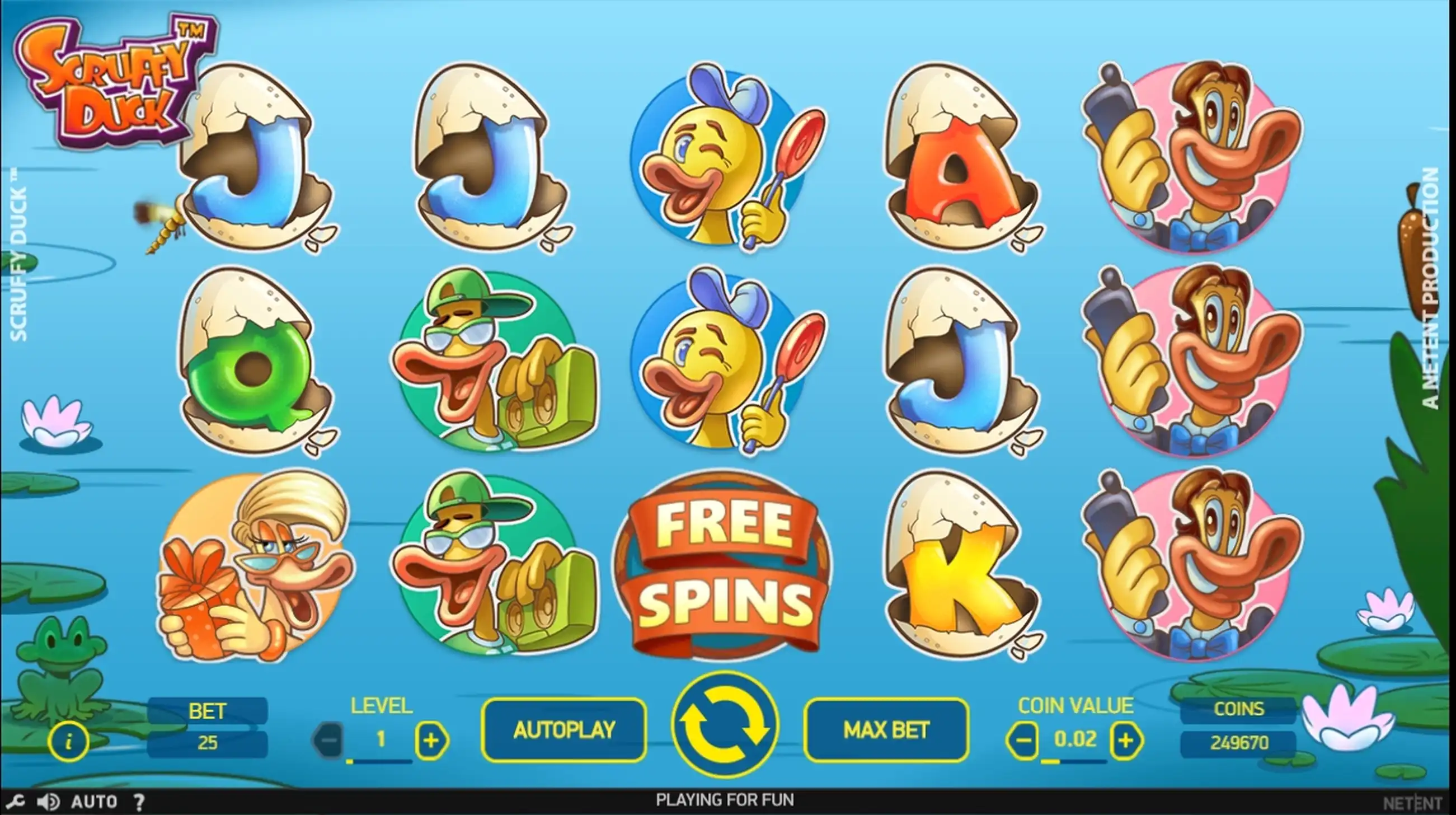 Reels in Scruffy Duck Slot Game by NetEnt