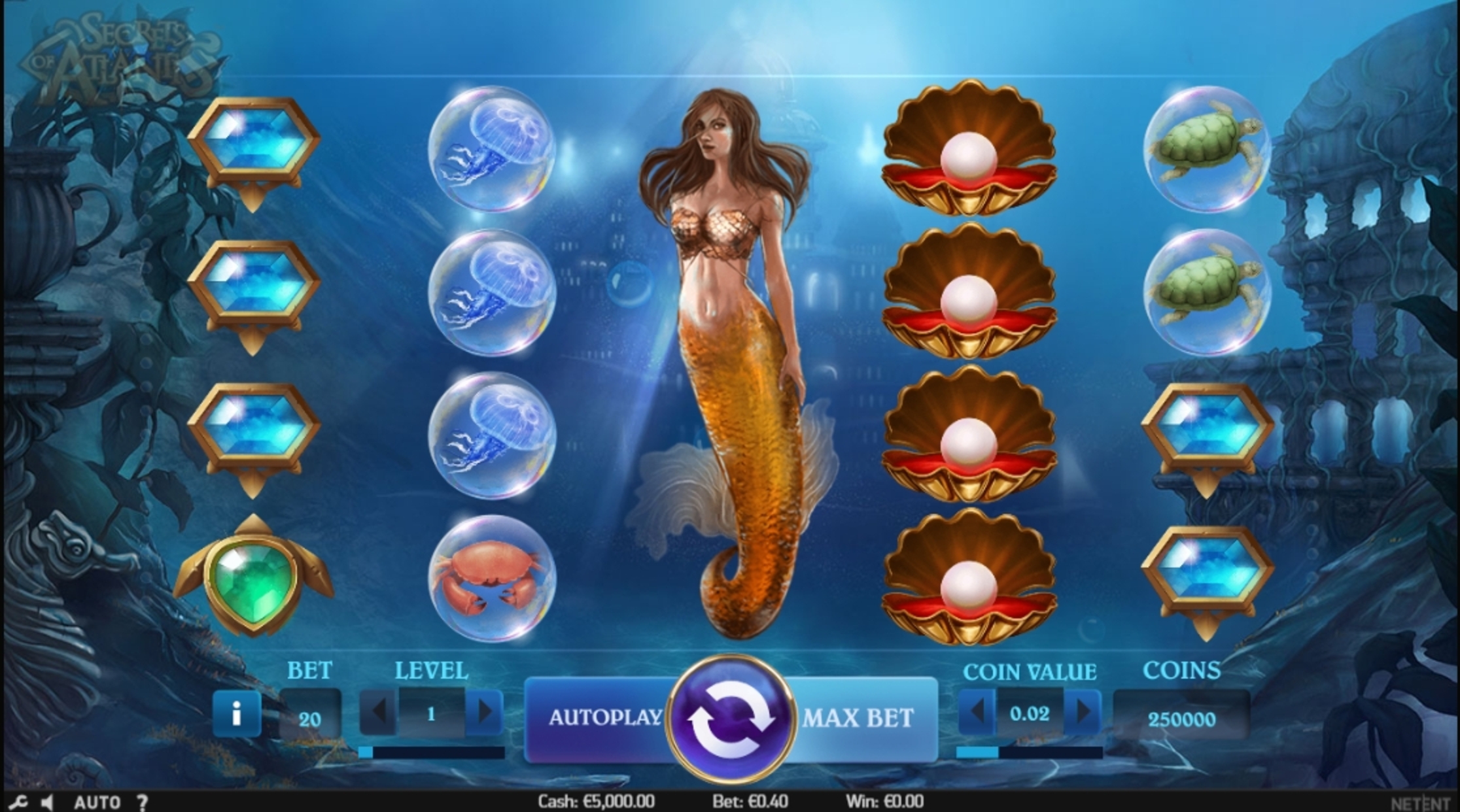 Reels in Secrets of Atlantis Slot Game by NetEnt