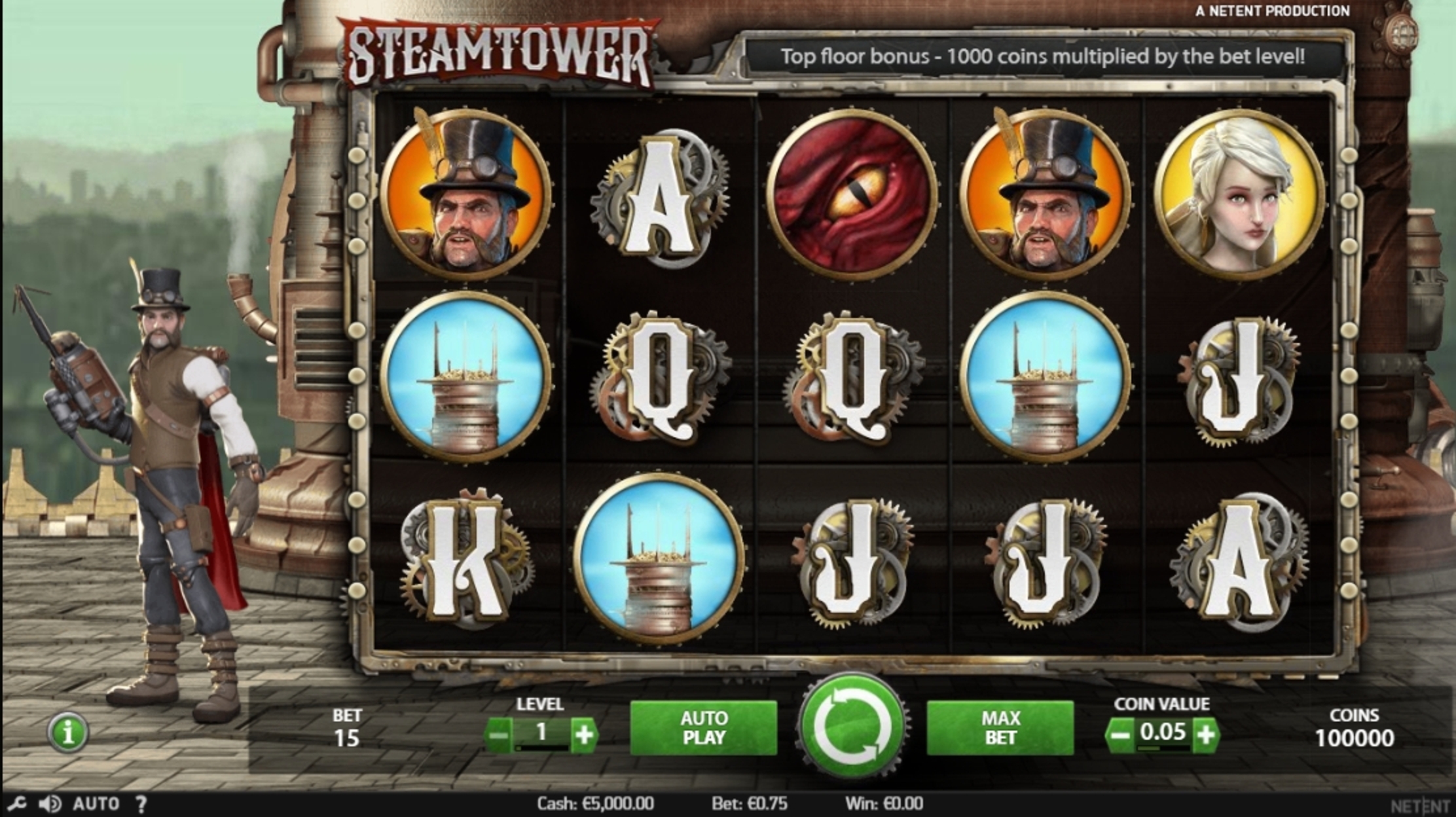 Reels in Steam Tower Slot Game by NetEnt