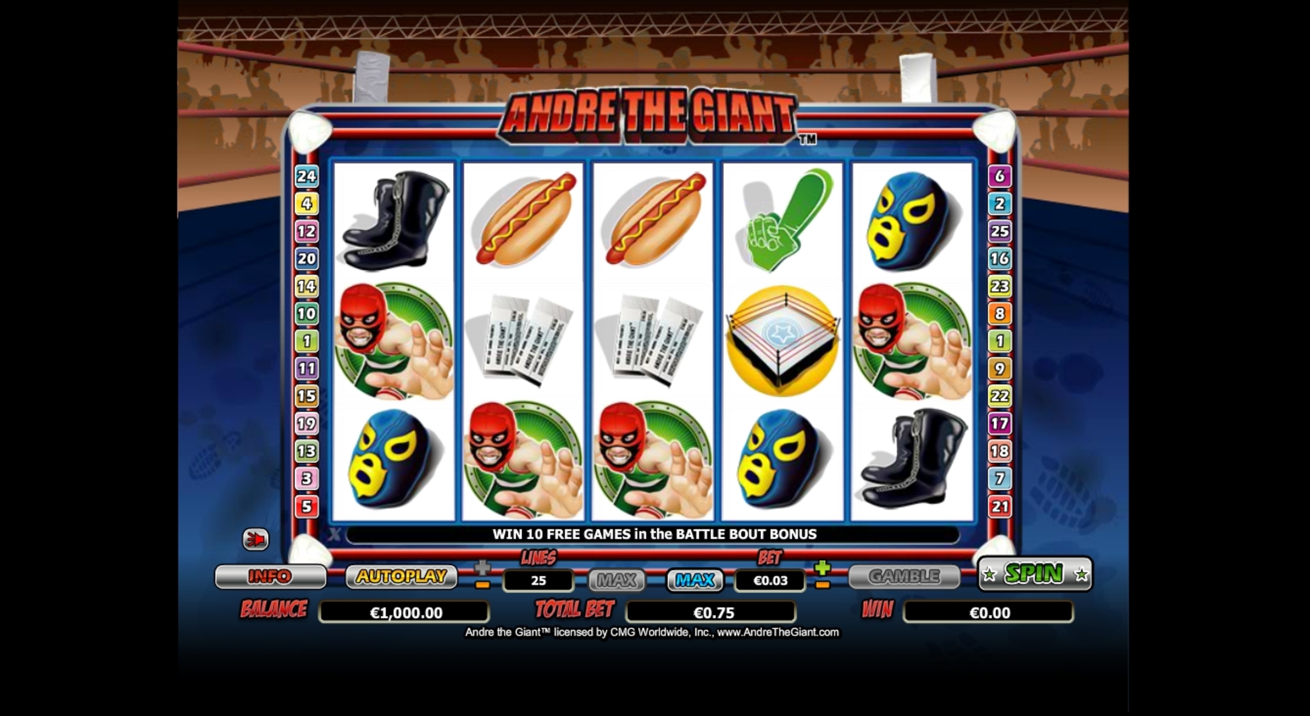 Reels in Andre The Giant Slot Game by NextGen Gaming