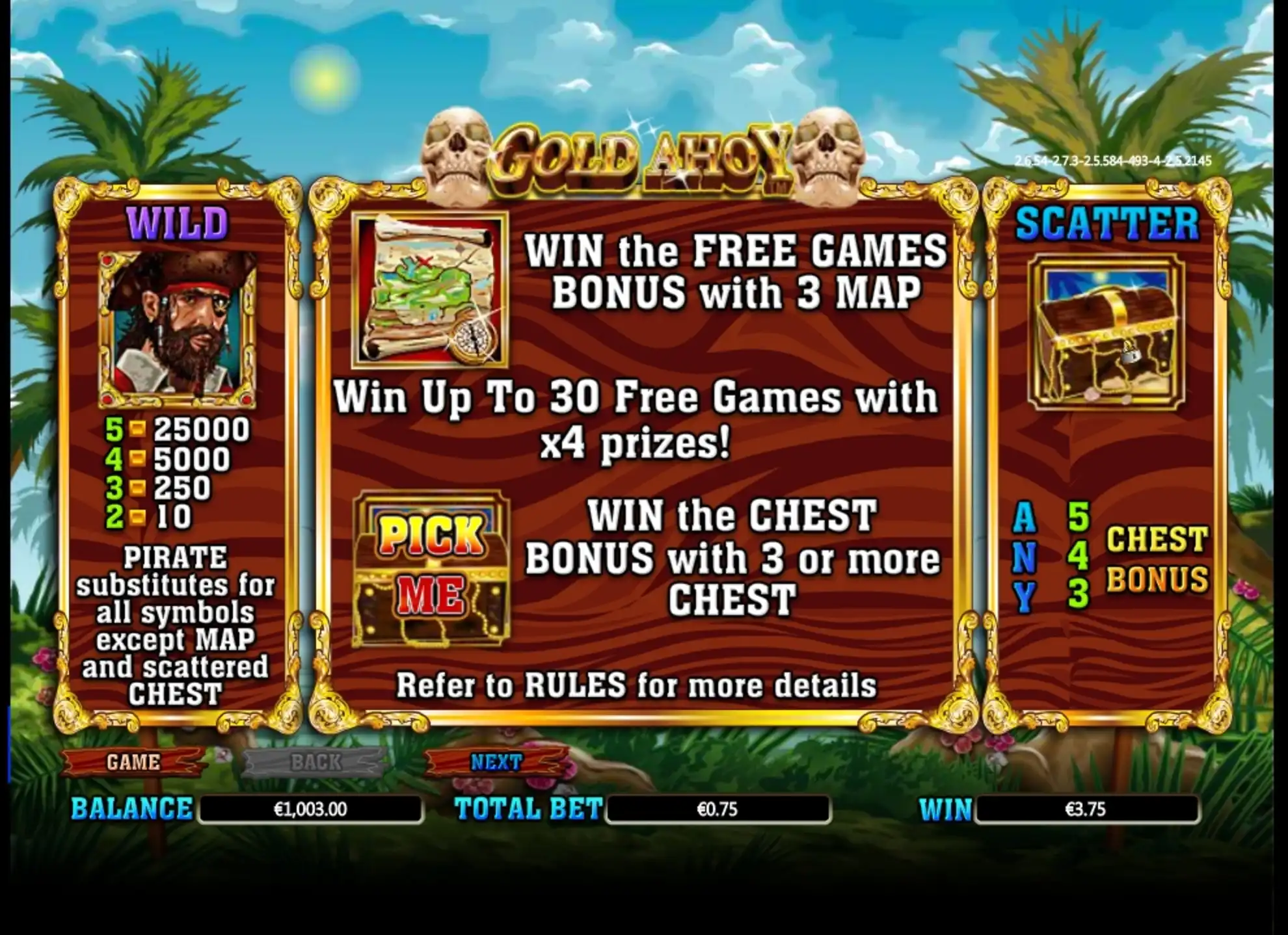 Info of Gold A'hoy Slot Game by NextGen Gaming