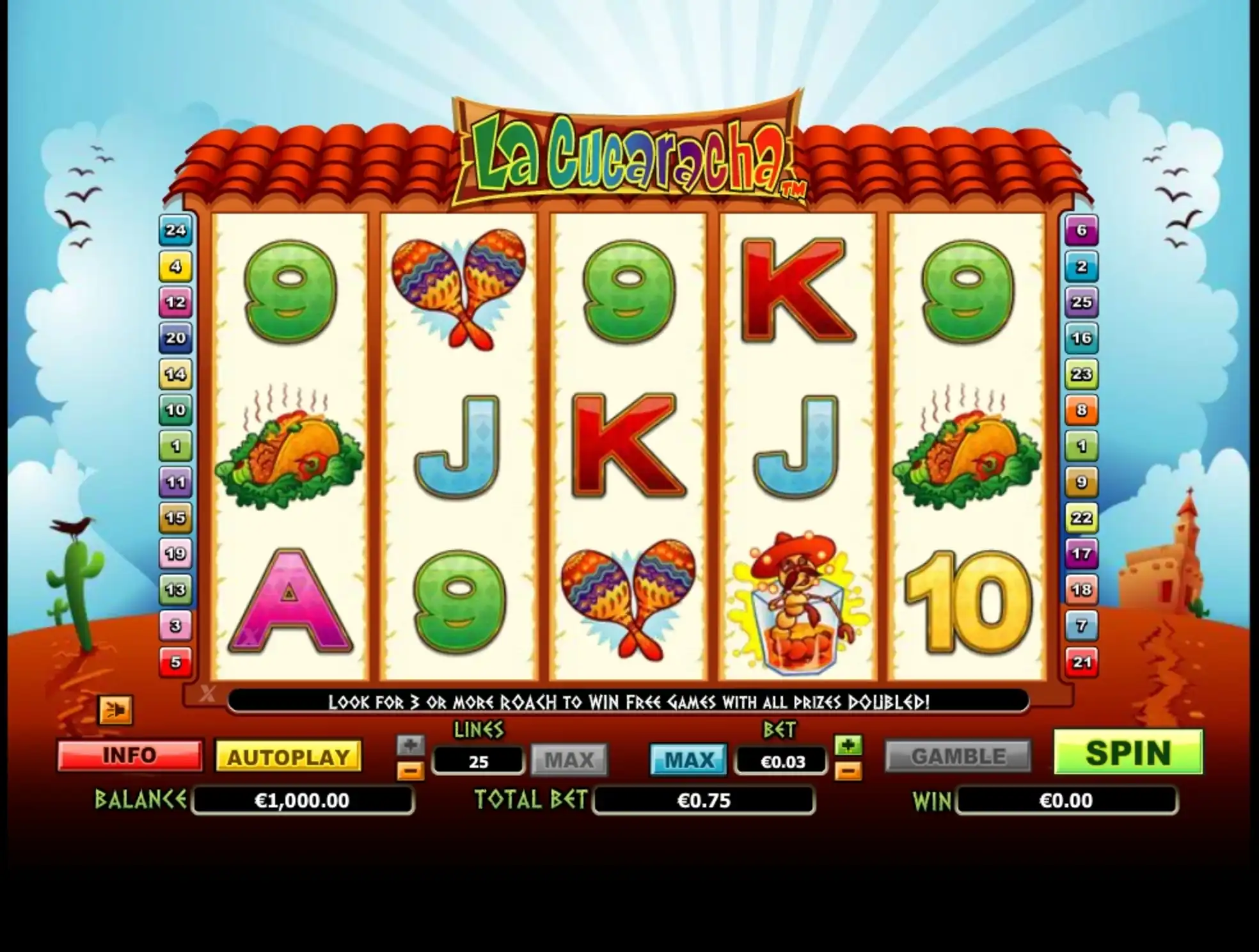 Reels in La Cucaracha Slot Game by NextGen Gaming