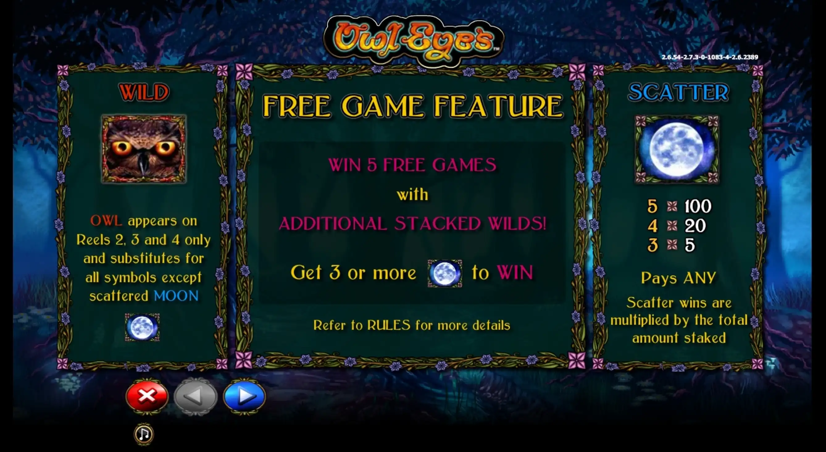 Info of Owl Eyes Slot Game by NextGen Gaming