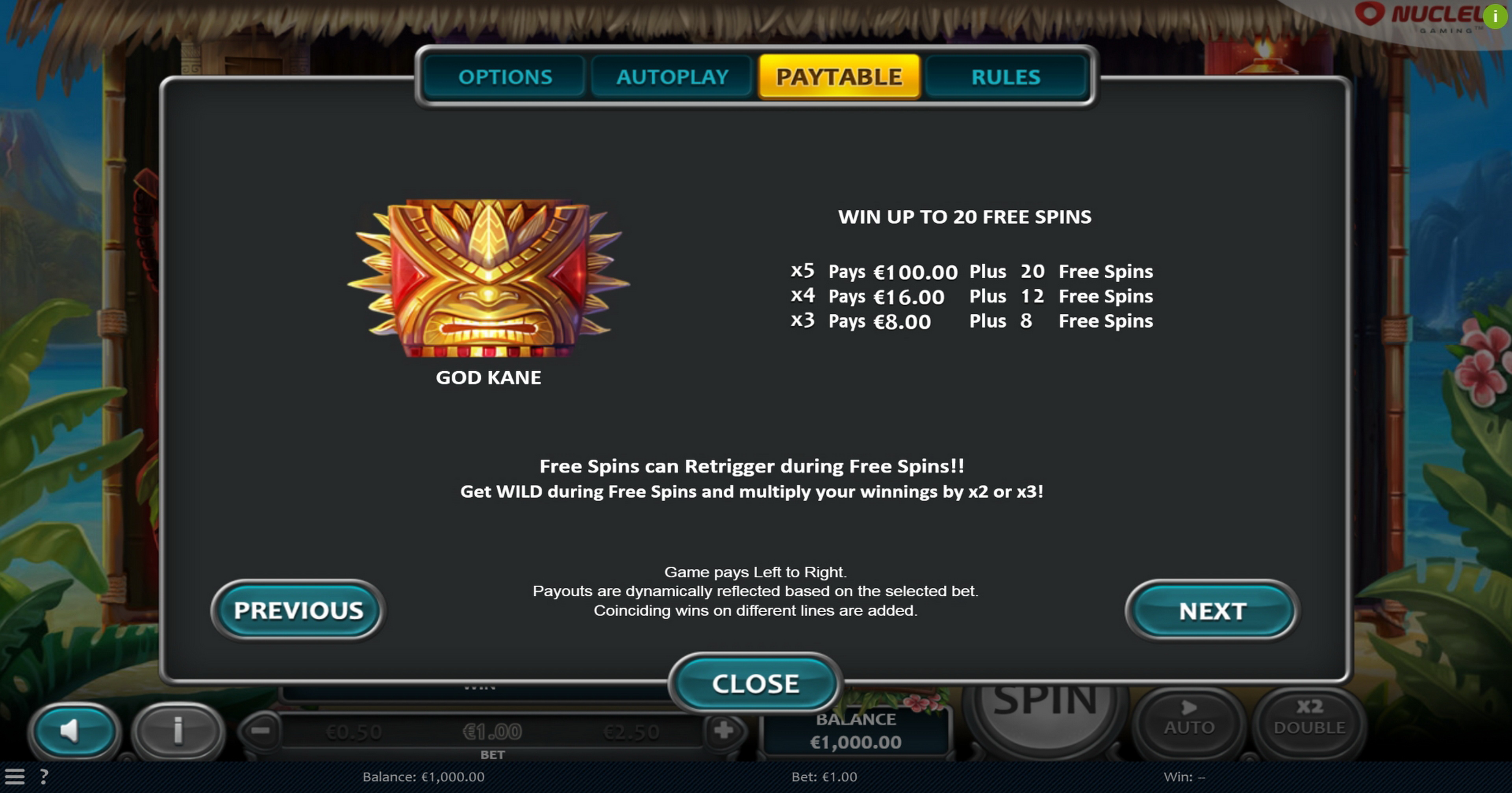 Info of Totems of Fortune Slot Game by Nucleus Gaming