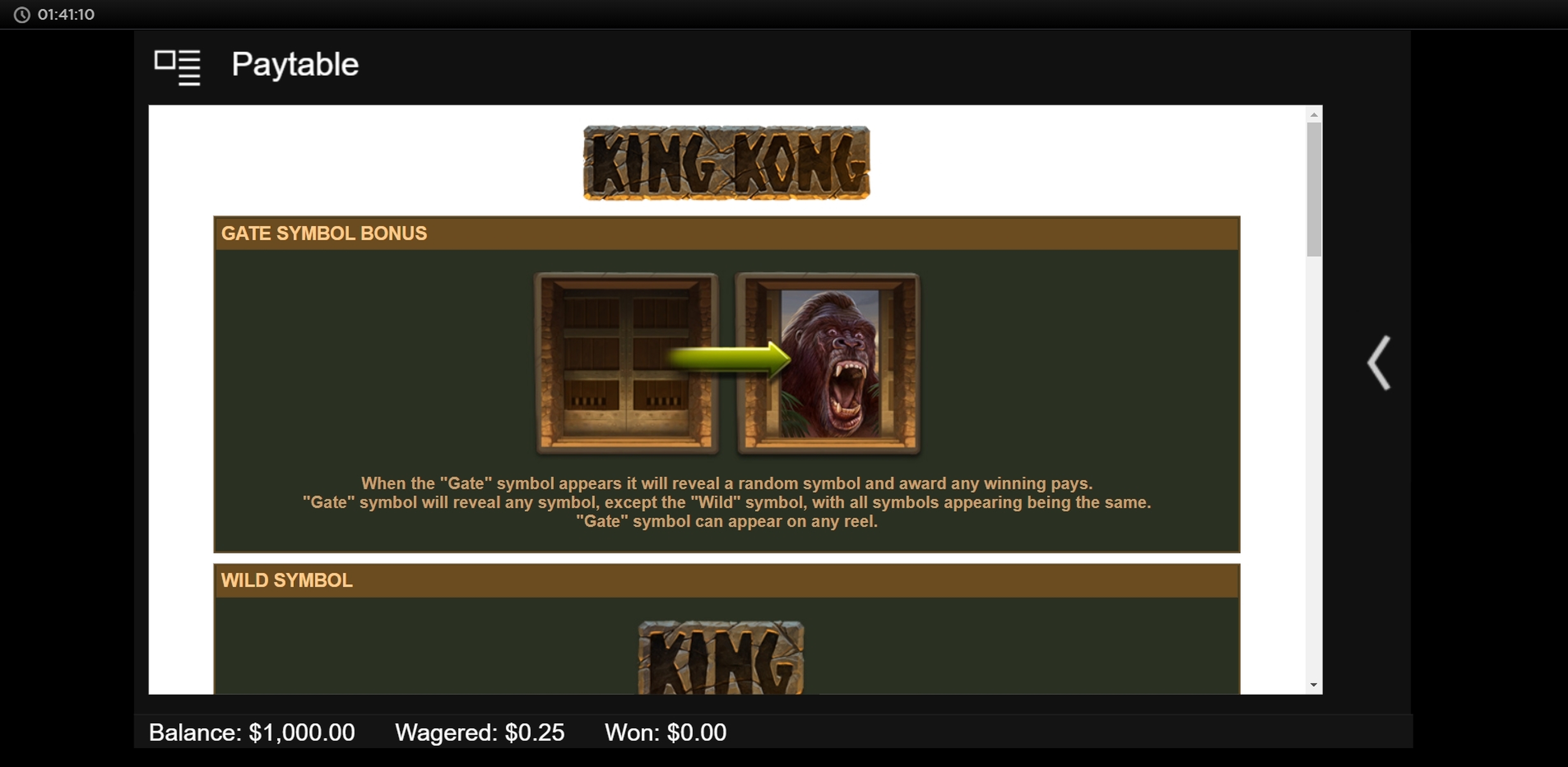 Info of King Kong: Island of Skull Mountain Slot Game by NYX Gaming Group