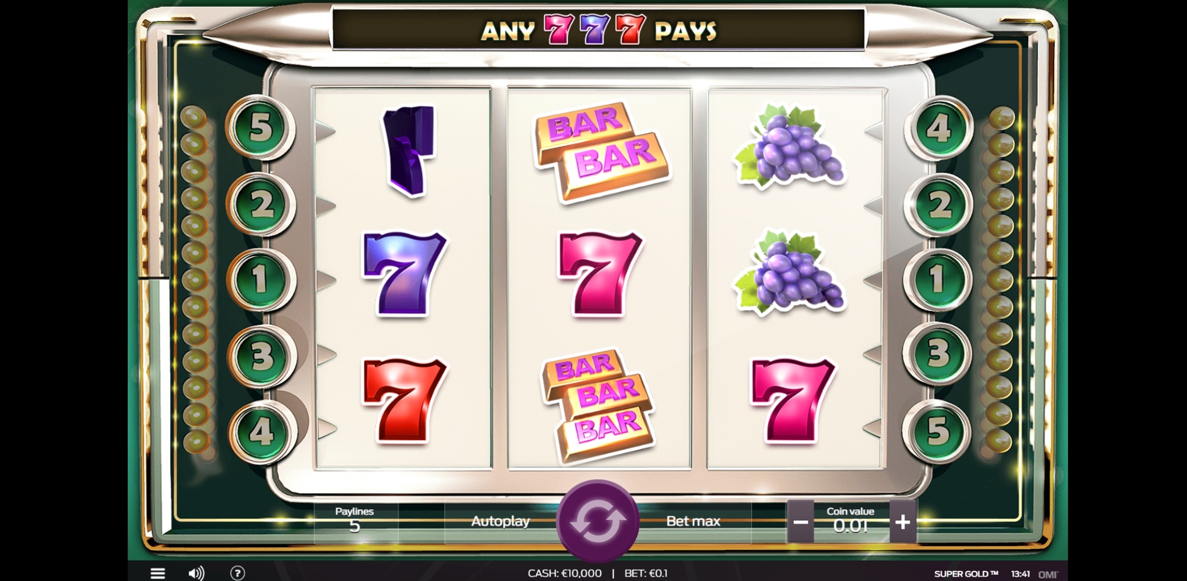 Reels in Super Gold Slot Game by OMI Gaming