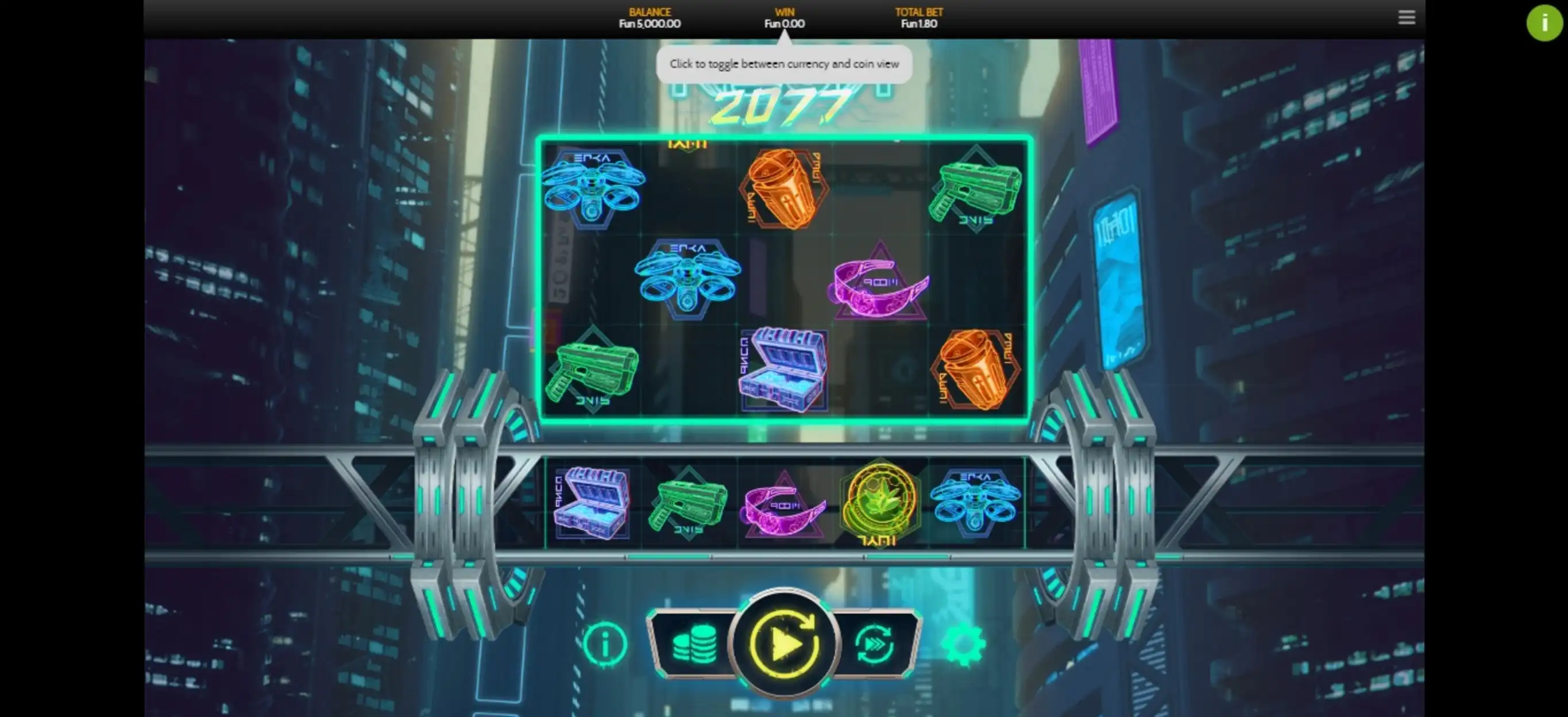 Reels in Neon2077 Slot Game by OneTouch Games