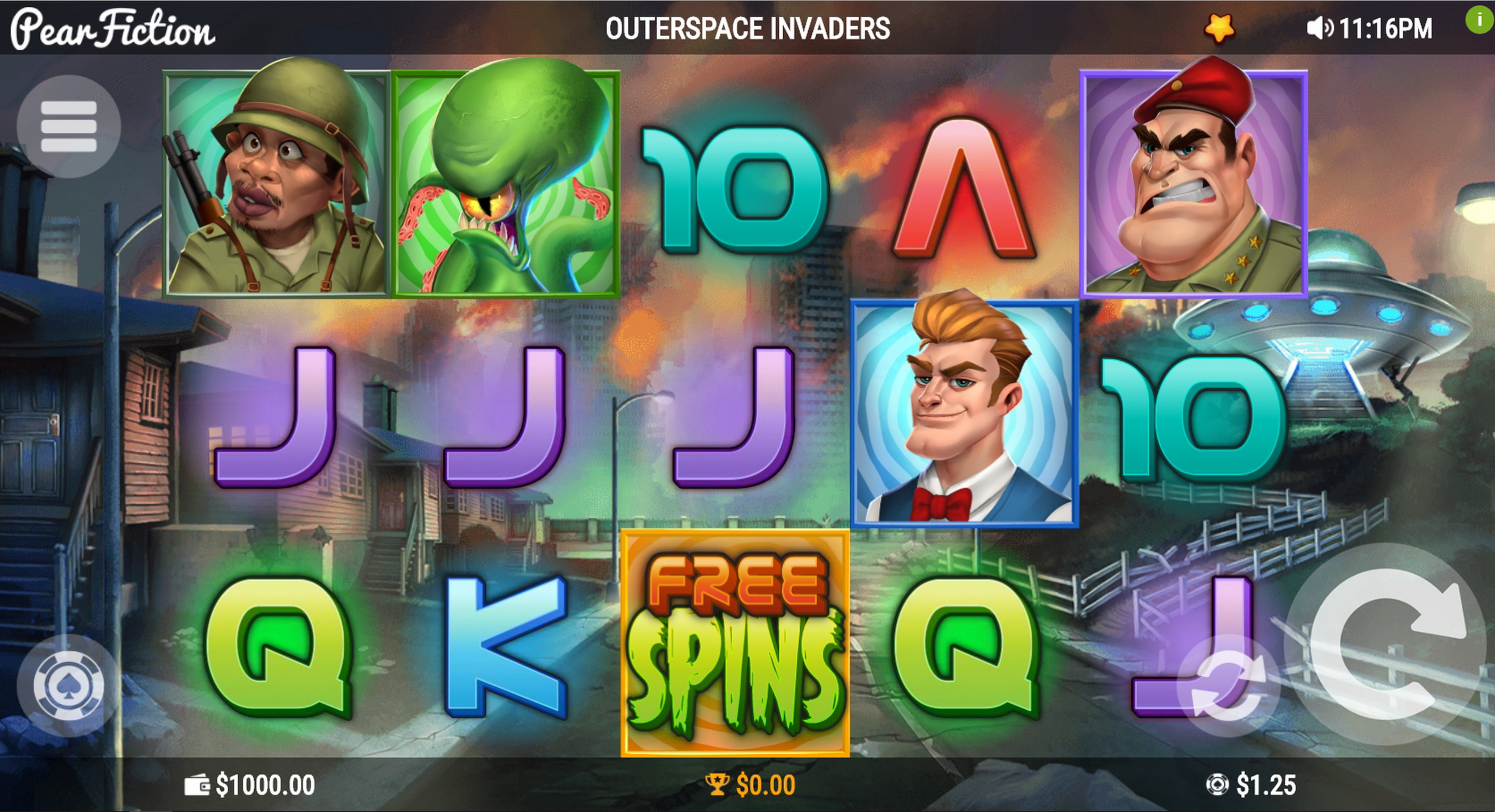 Reels in Outerspace Invaders Slot Game by PearFiction Studios