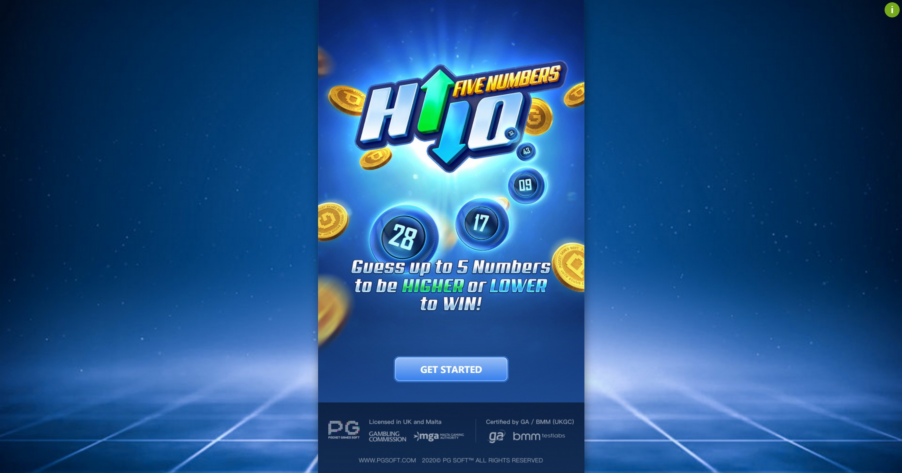 Play Five Numbers Hi Lo Free Casino Slot Game by PG Soft
