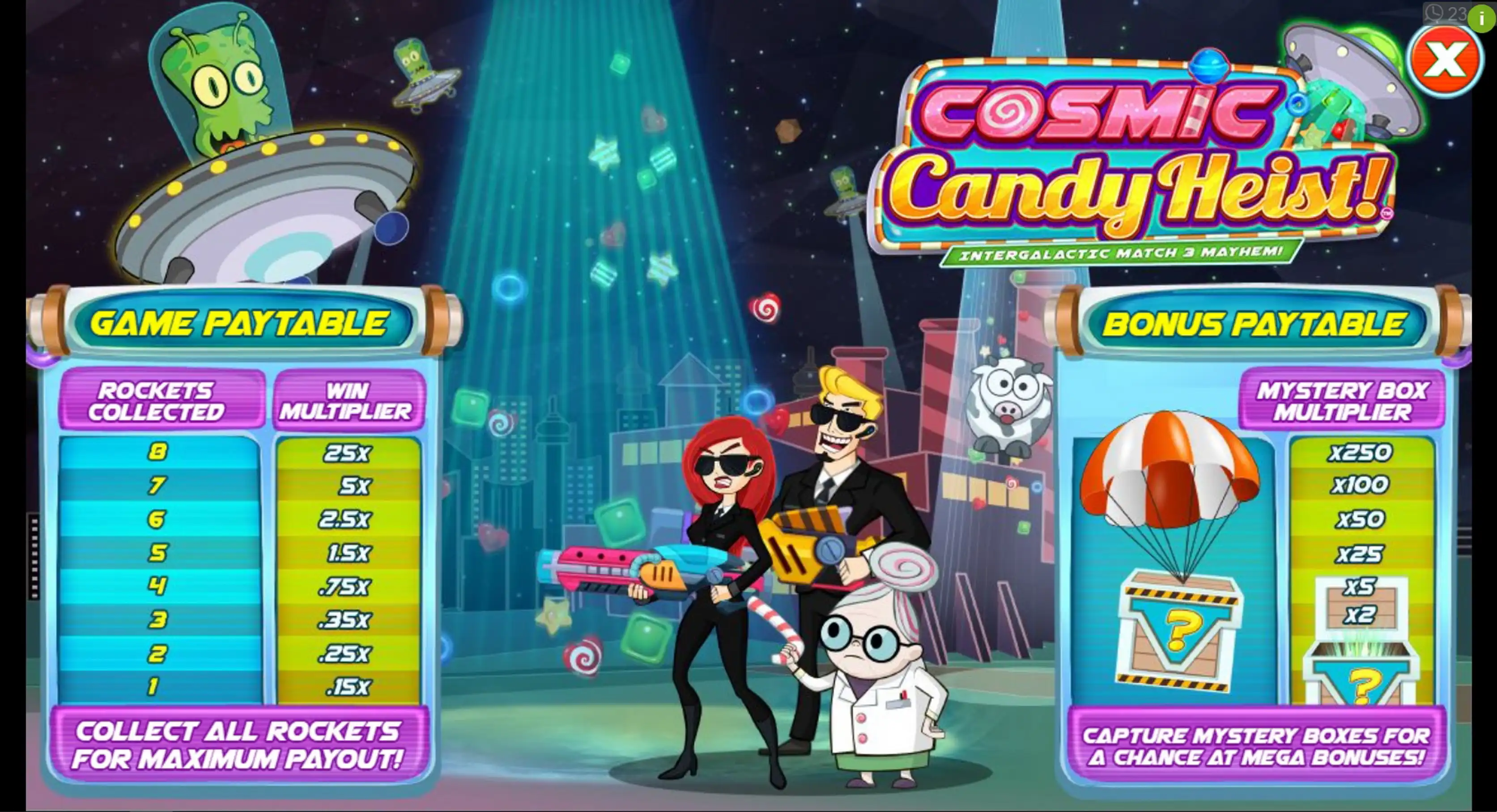 Info of Cosmic Candy Heist Slot Game by Pirates Gold Studios