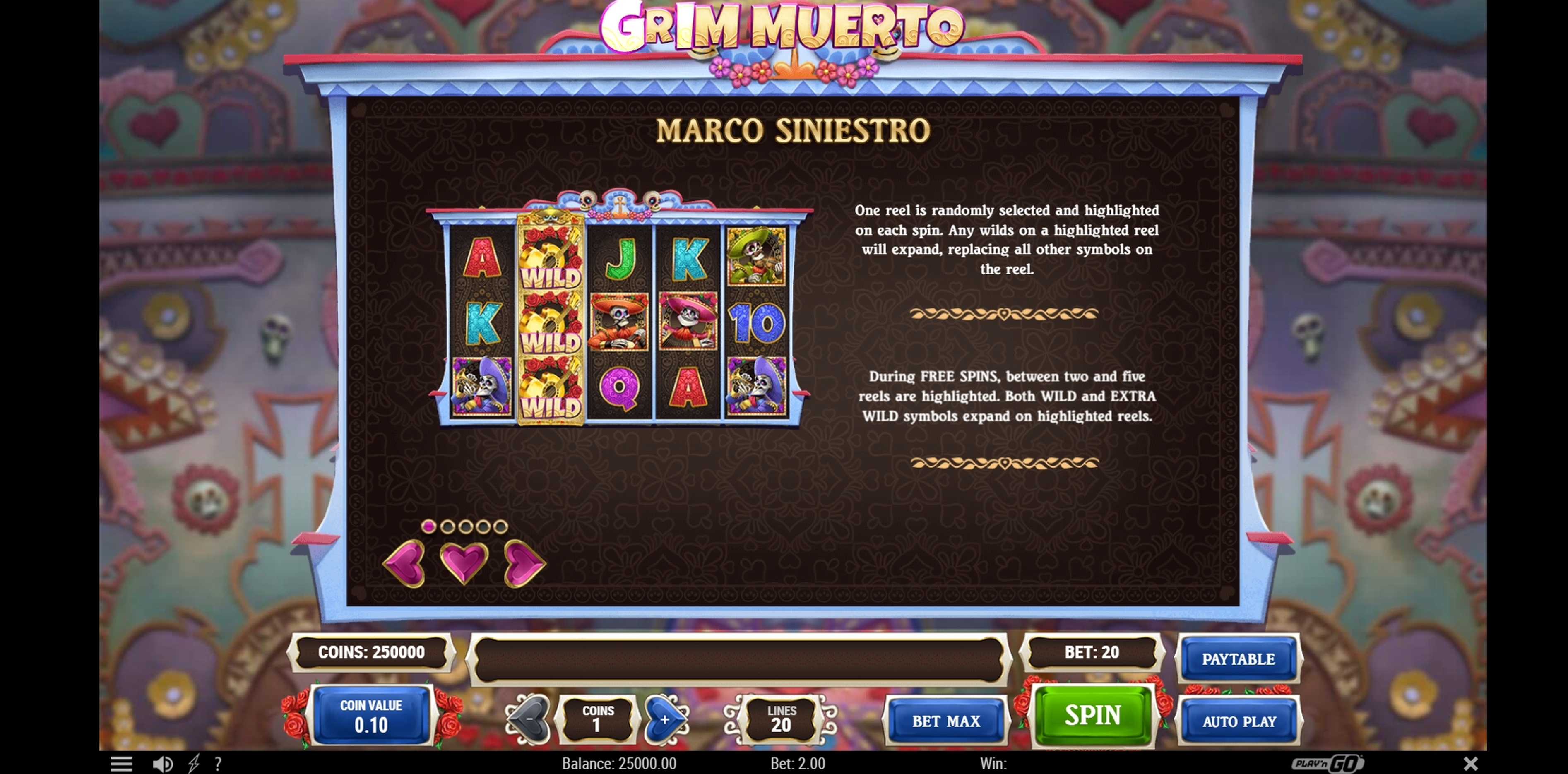 Info of Grim Muerto Slot Game by Playn GO