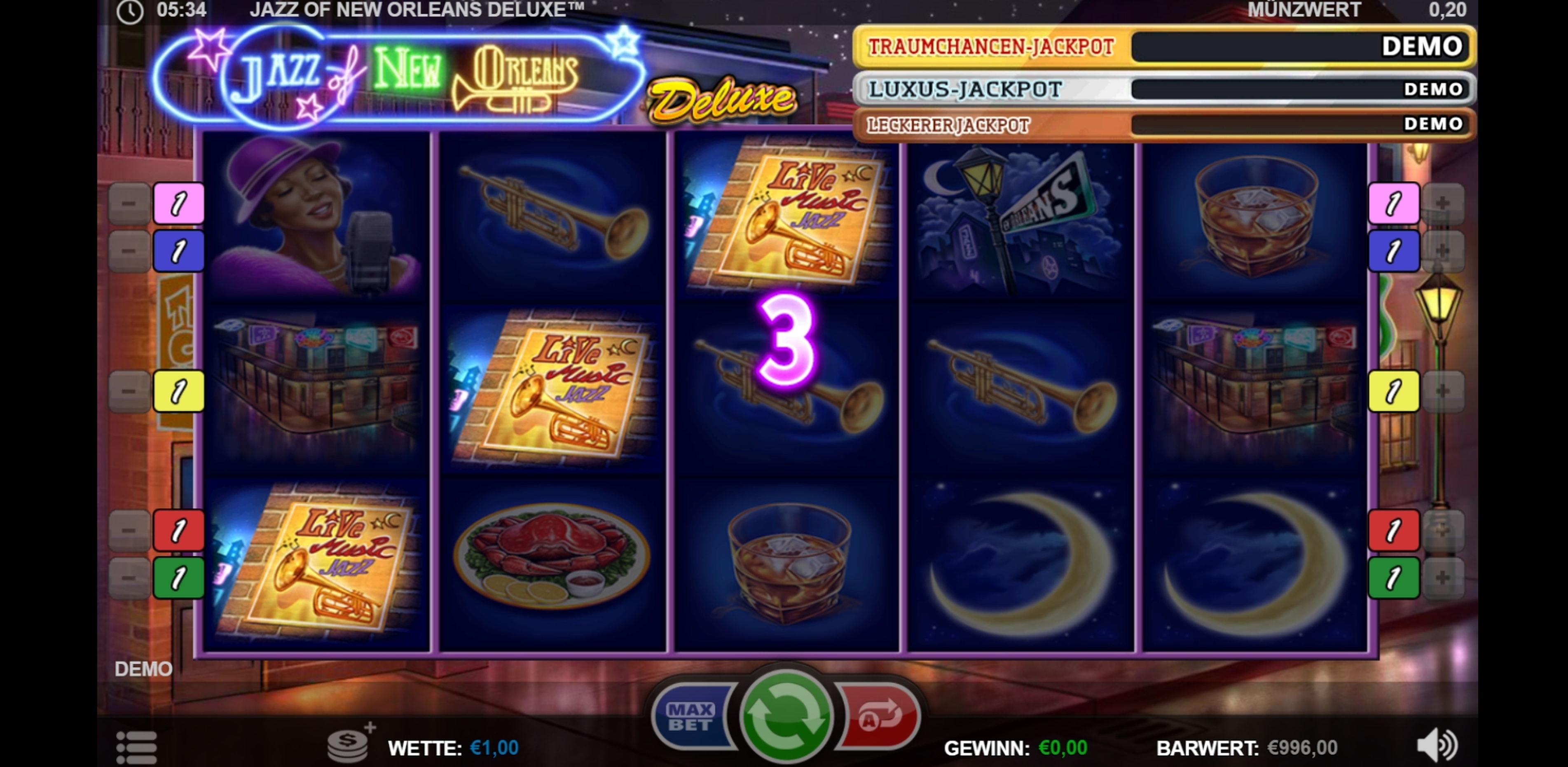 Win Money in Jazz of New Orleans Free Slot Game by Playn GO