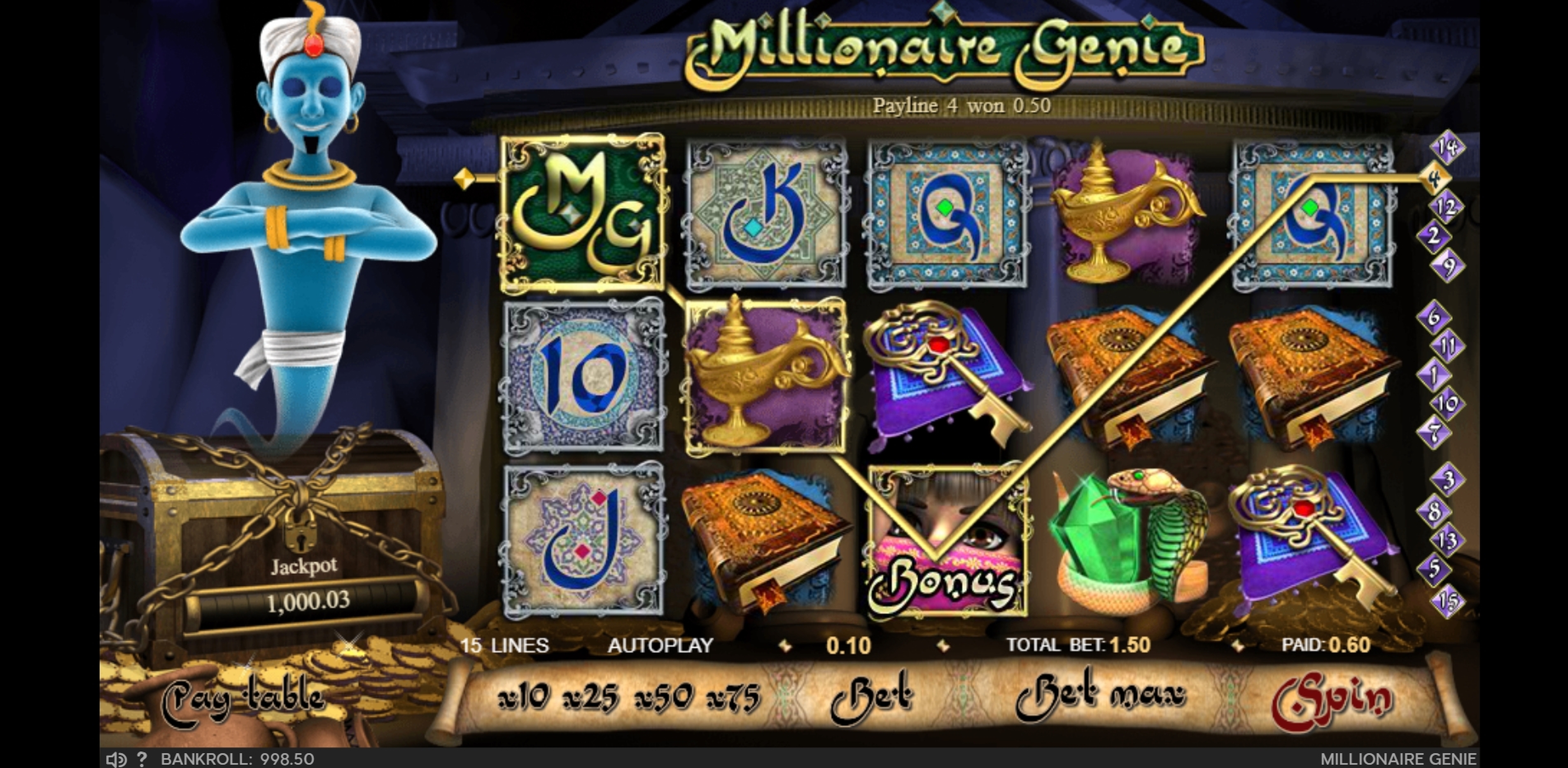 Win Money in Millionaire Genie Free Slot Game by GVG
