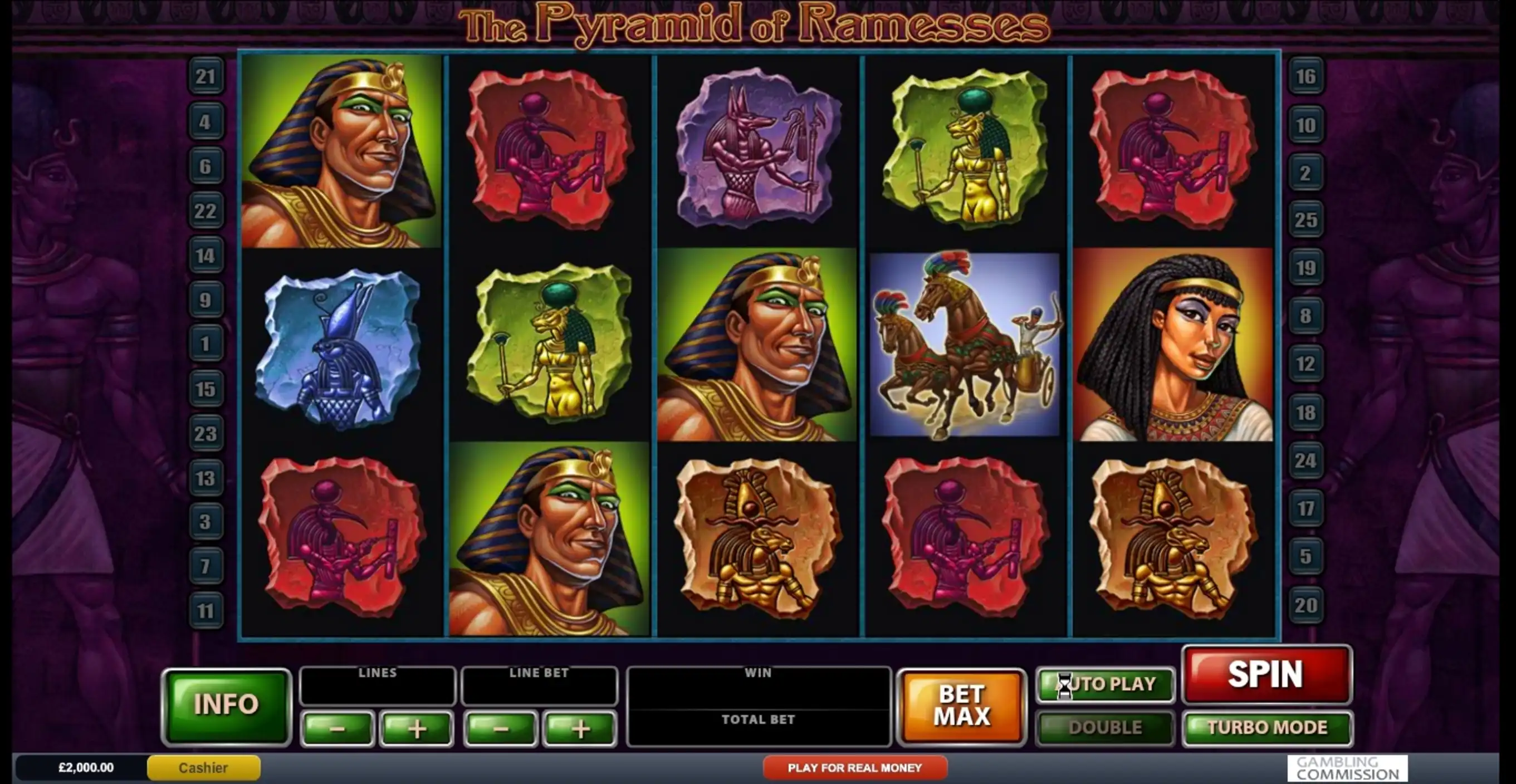 Reels in The Pyramid of Ramesses Slot Game by Playtech