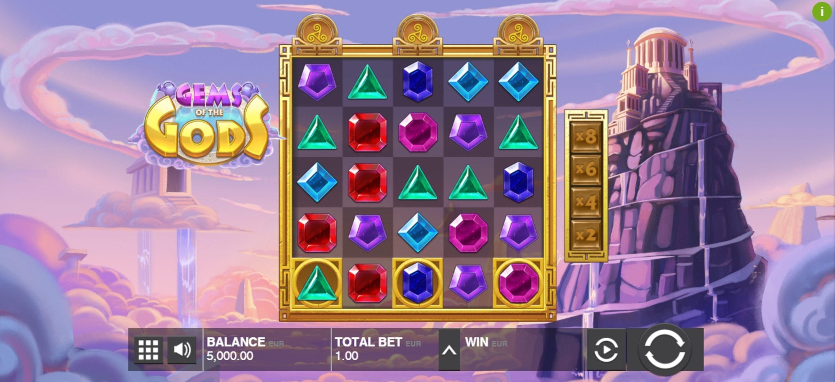 Reels in Gems of the Gods Slot Game by Push Gaming