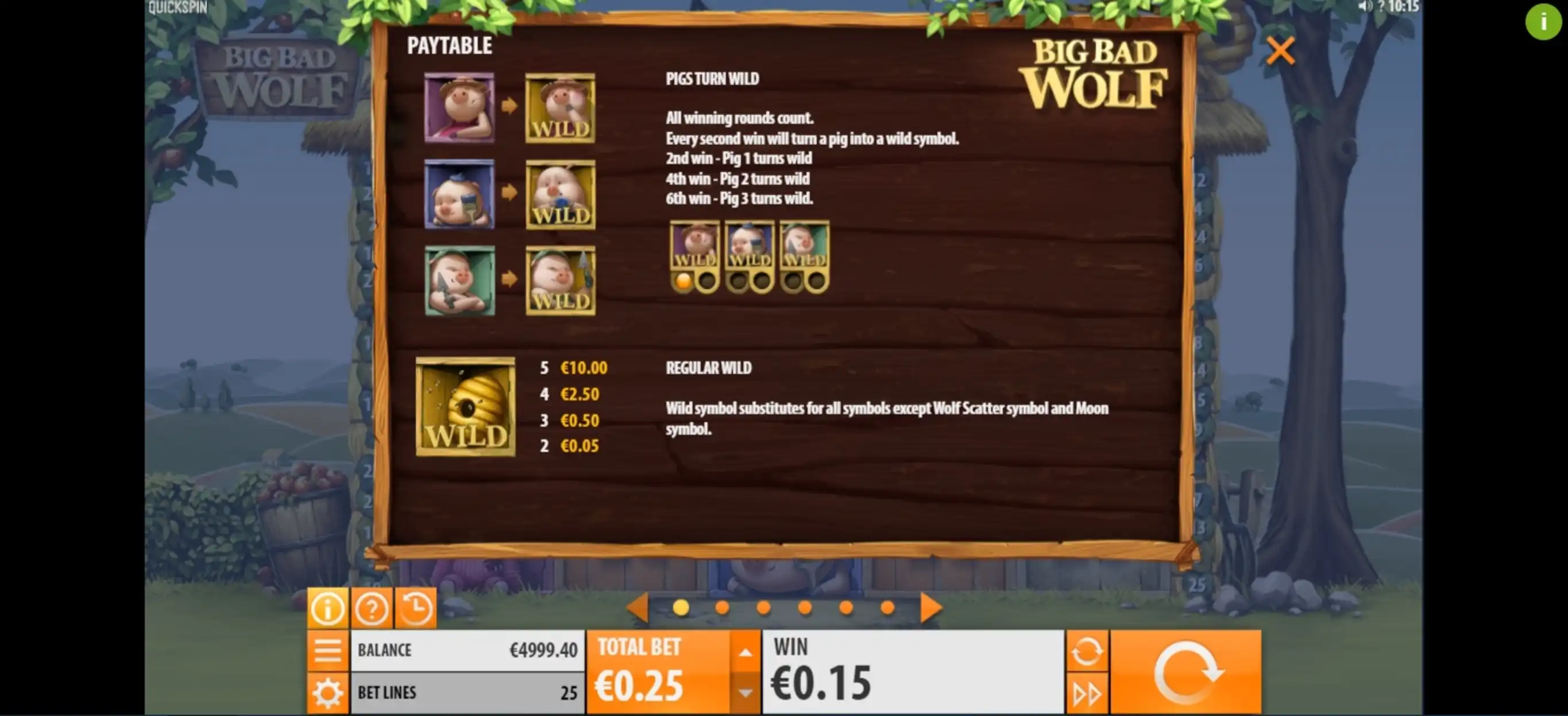 Info of Big Bad Wolf Slot Game by Quickspin