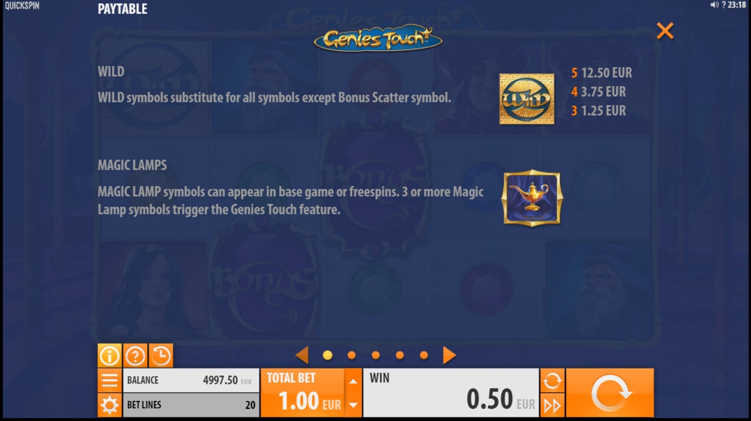 Info of Genies Touch Slot Game by Quickspin