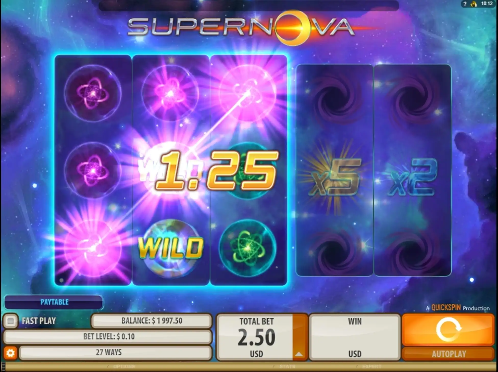 Win Money in Supernova Free Slot Game by Quickspin