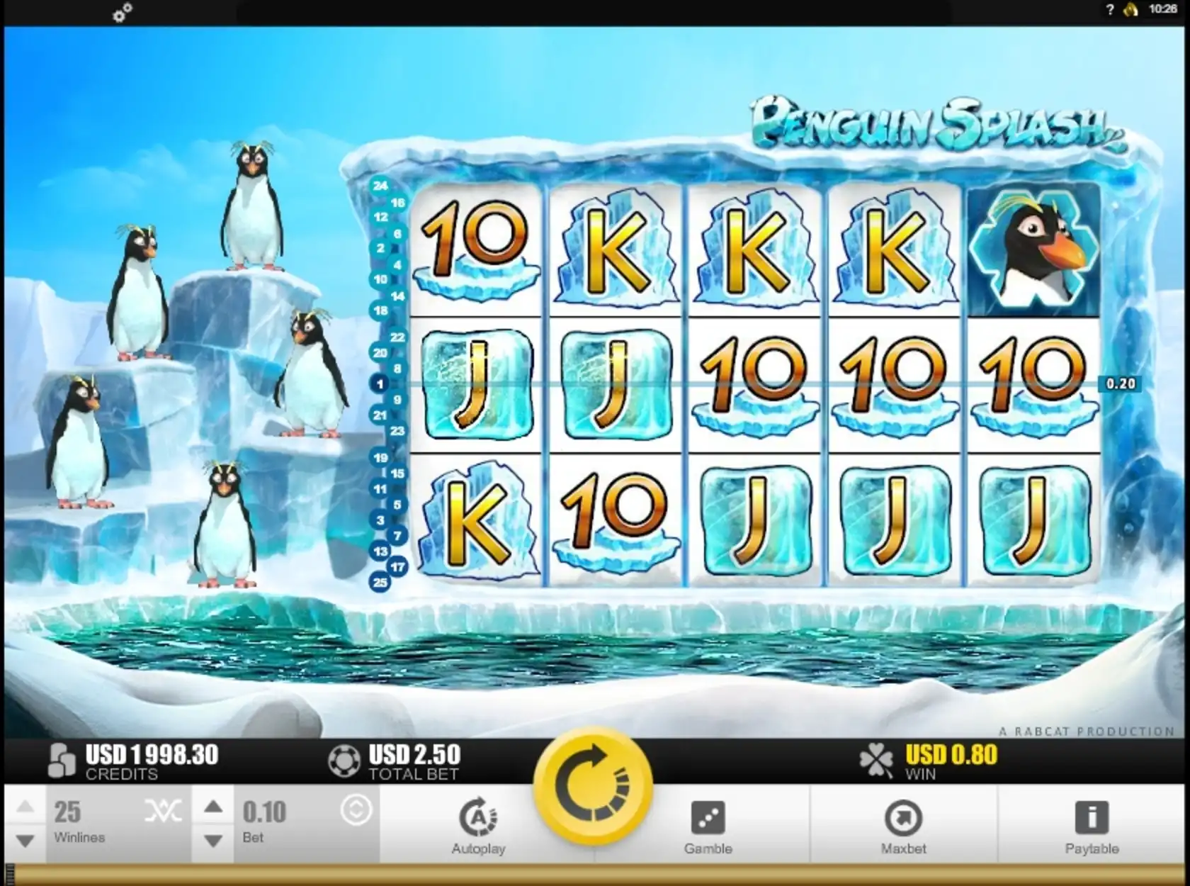 Win Money in Penguin Splash Free Slot Game by Rabcat