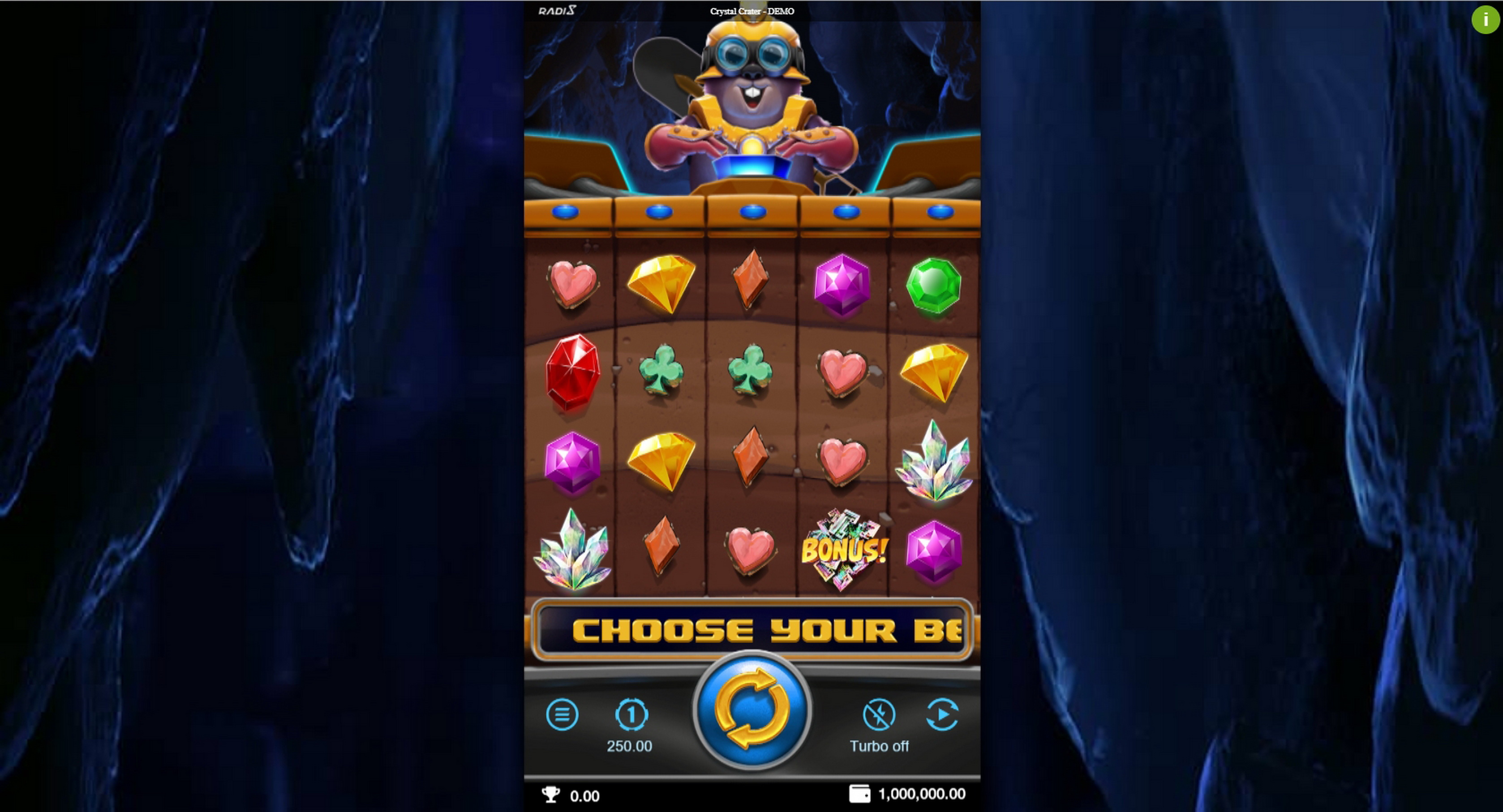 Reels in Crystal Crater Slot Game by Radi8