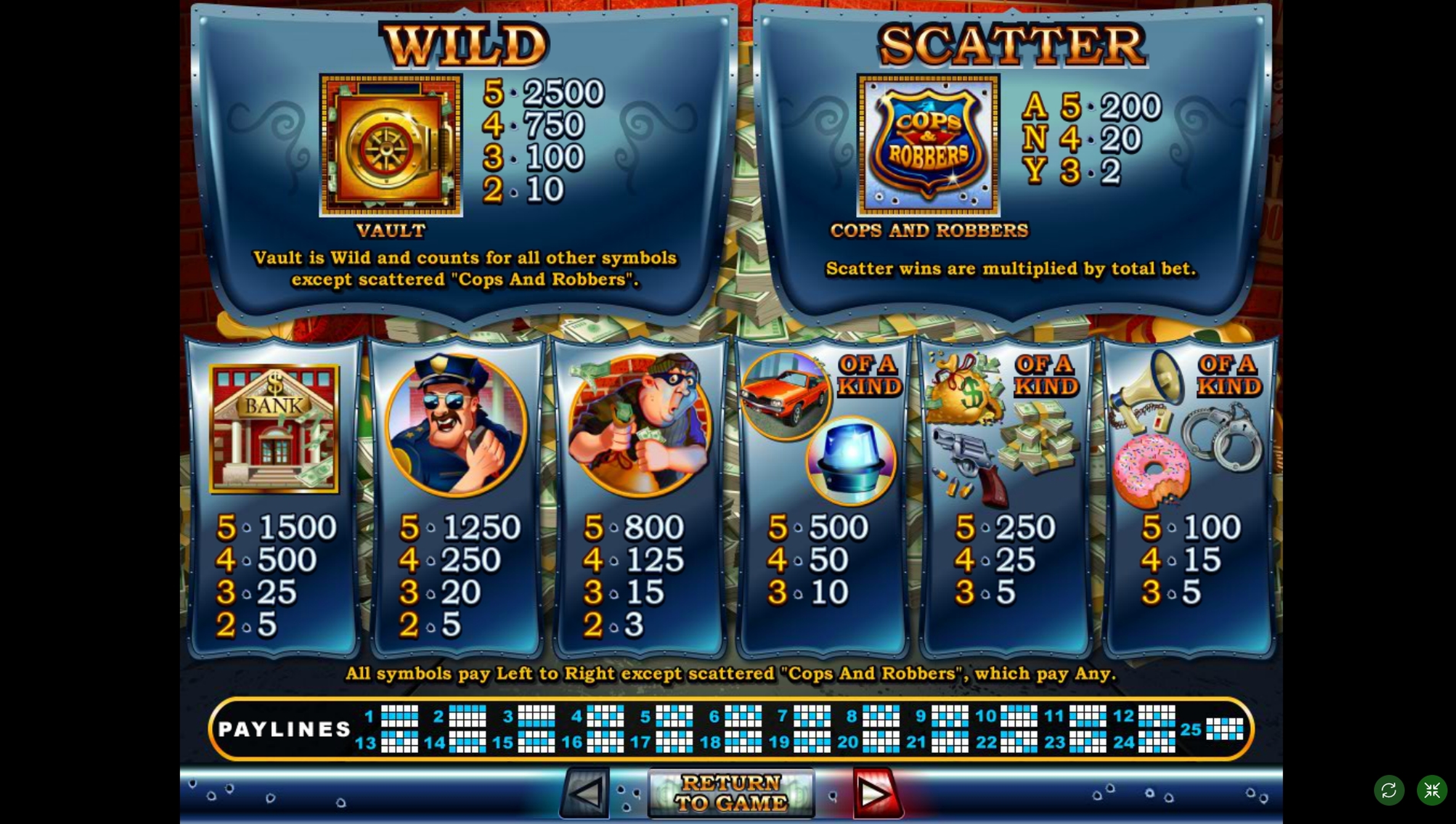 Info of Cash Bandits Slot Game by Real Time Gaming