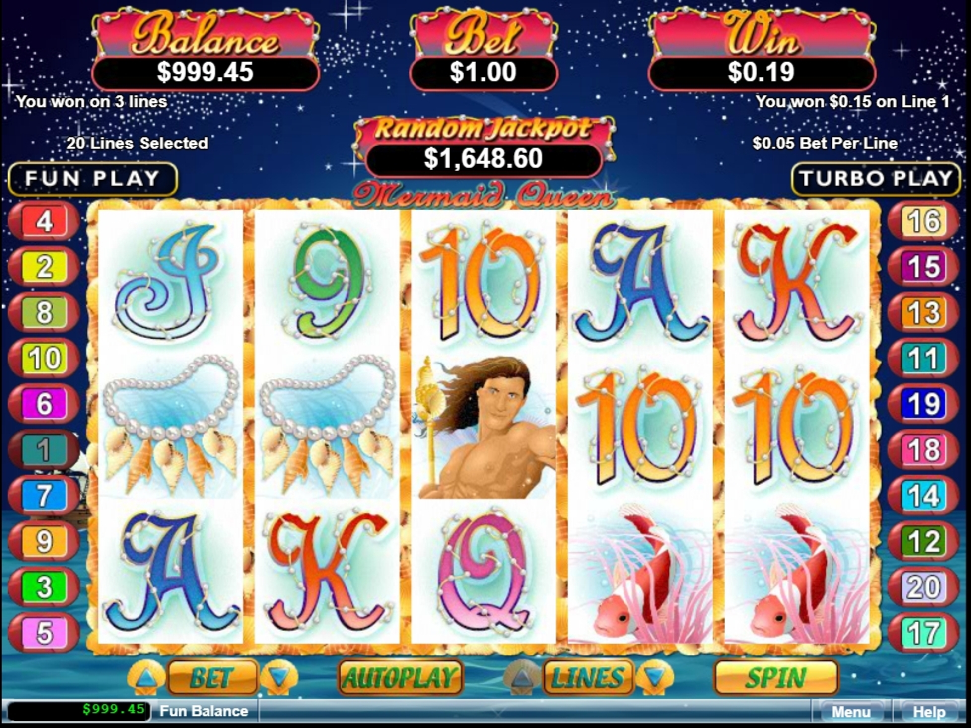 Win Money in Mermaid Queen Free Slot Game by Real Time Gaming