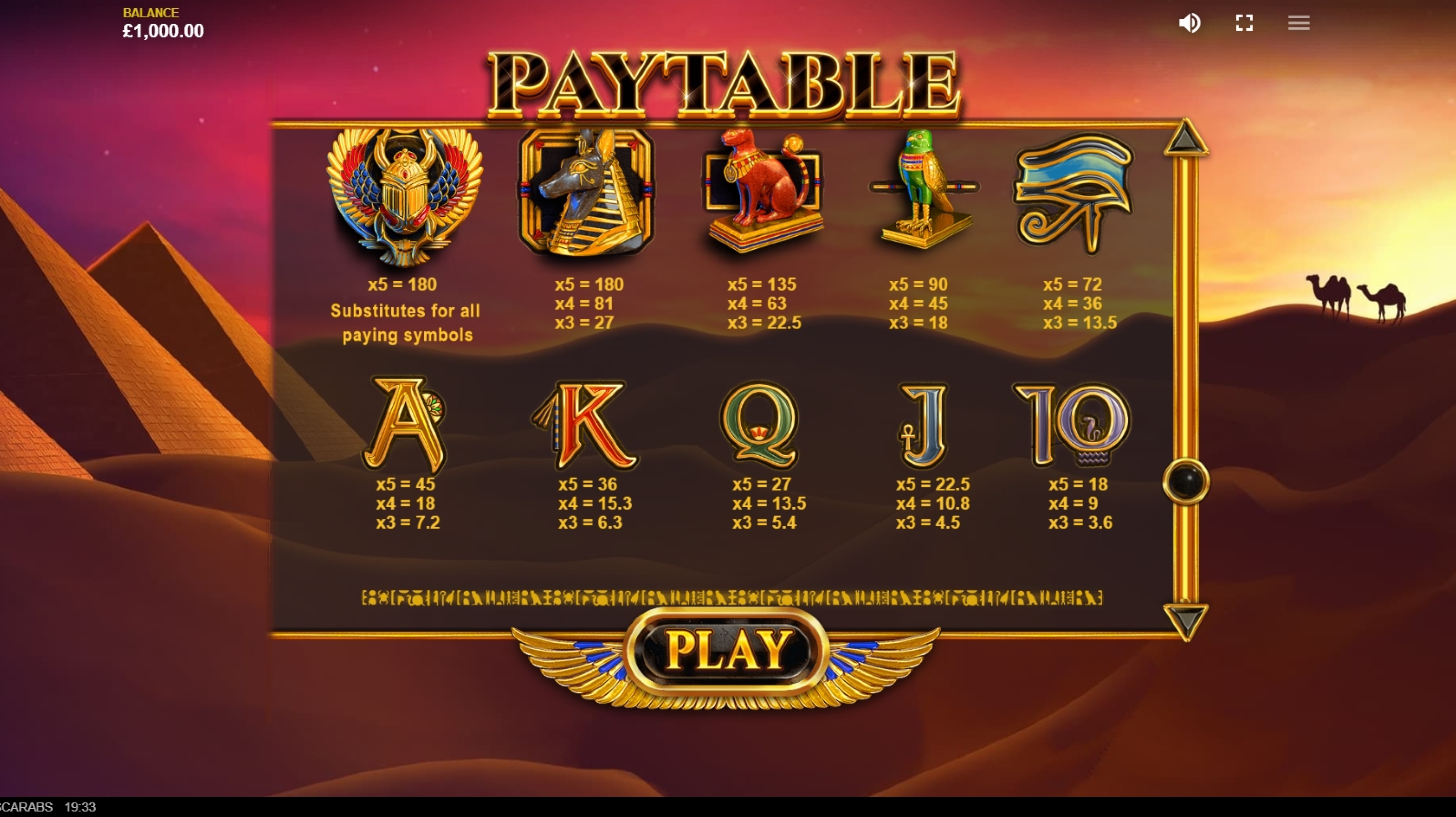 Info of Jewel Scarabs Slot Game by Red Tiger Gaming