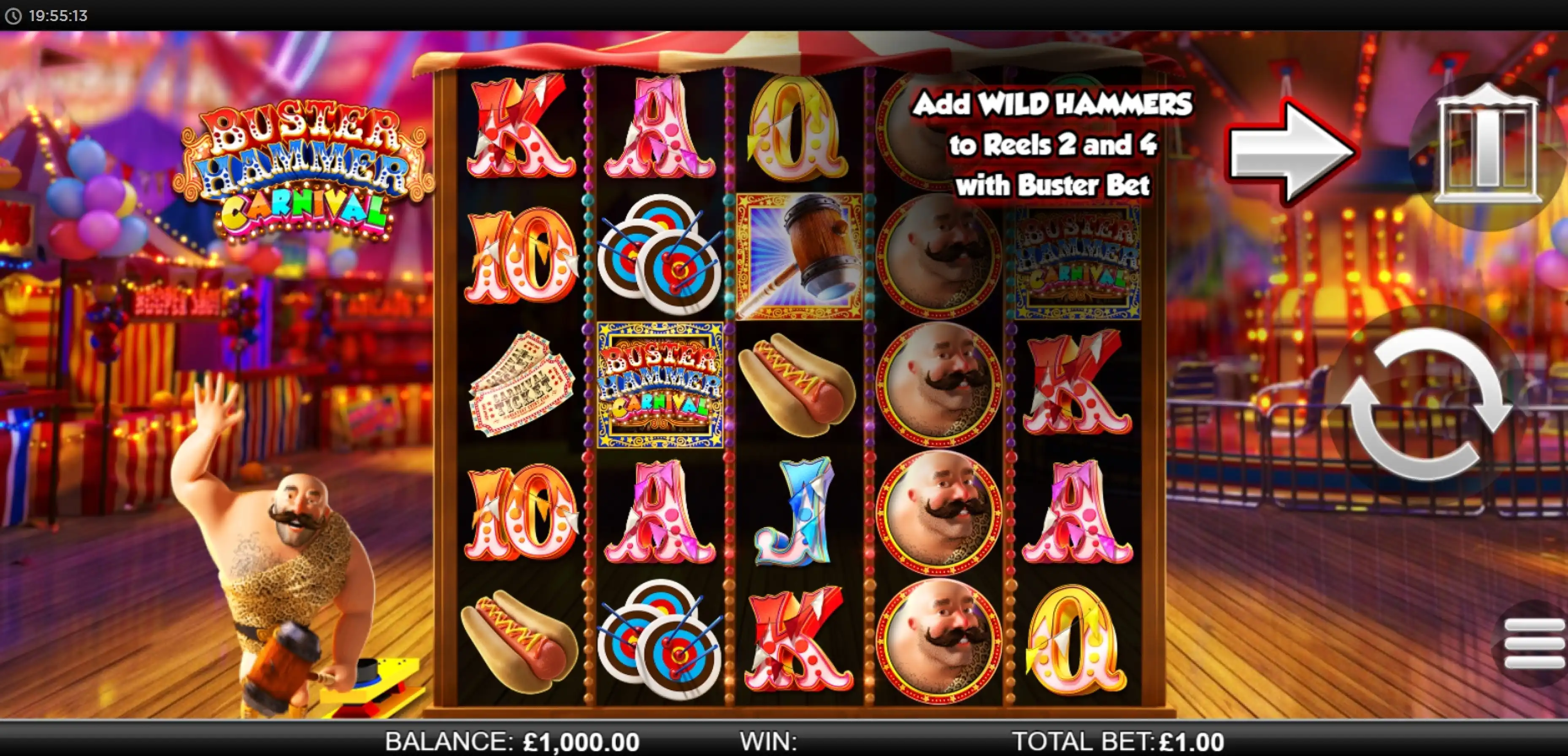 Reels in Buster Hammer Carnival Slot Game by Reel Play