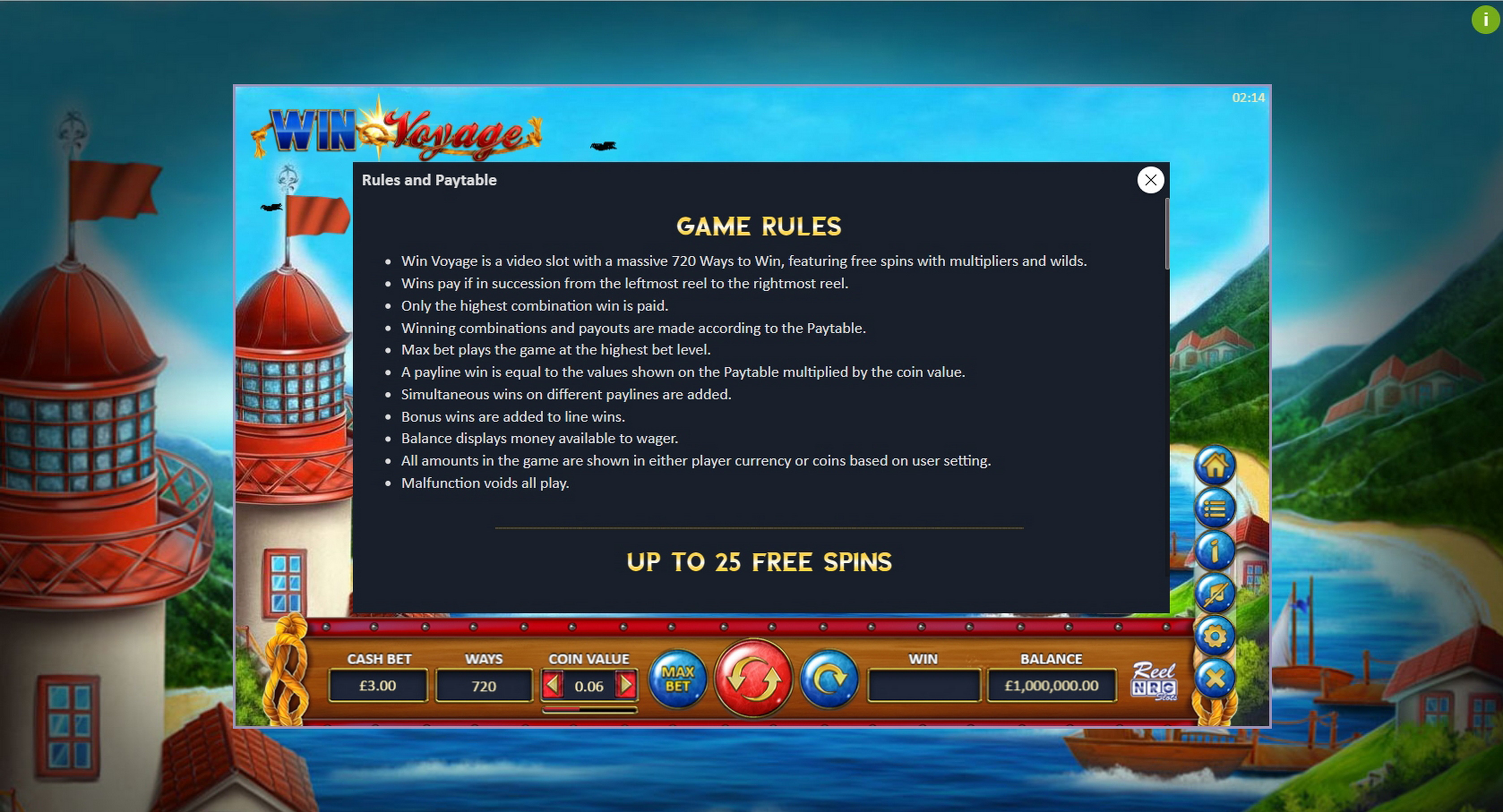 Info of Win Voyage Slot Game by ReelNRG Gaming