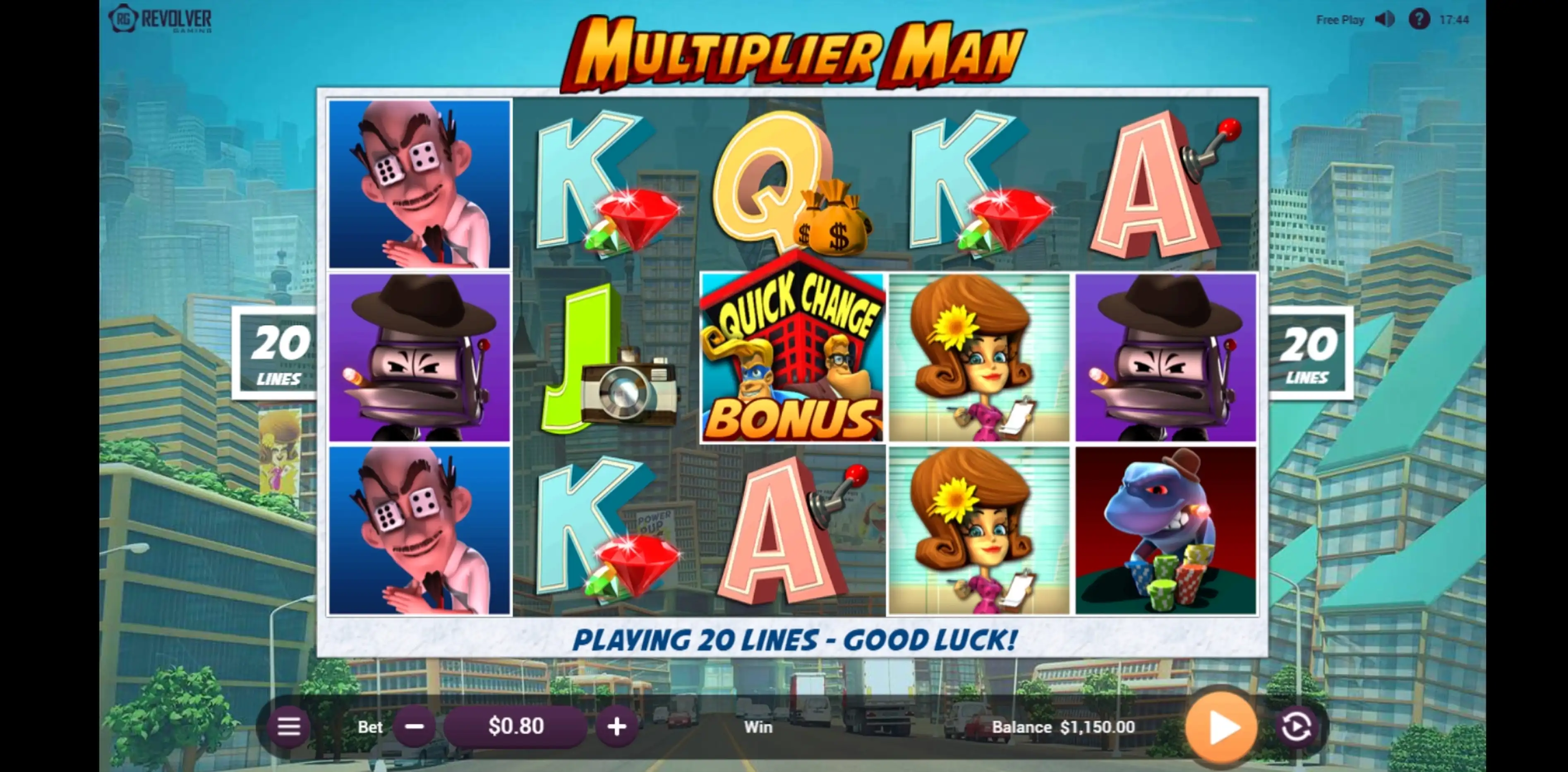 Reels in Multiplier Man Slot Game by Revolver Gaming