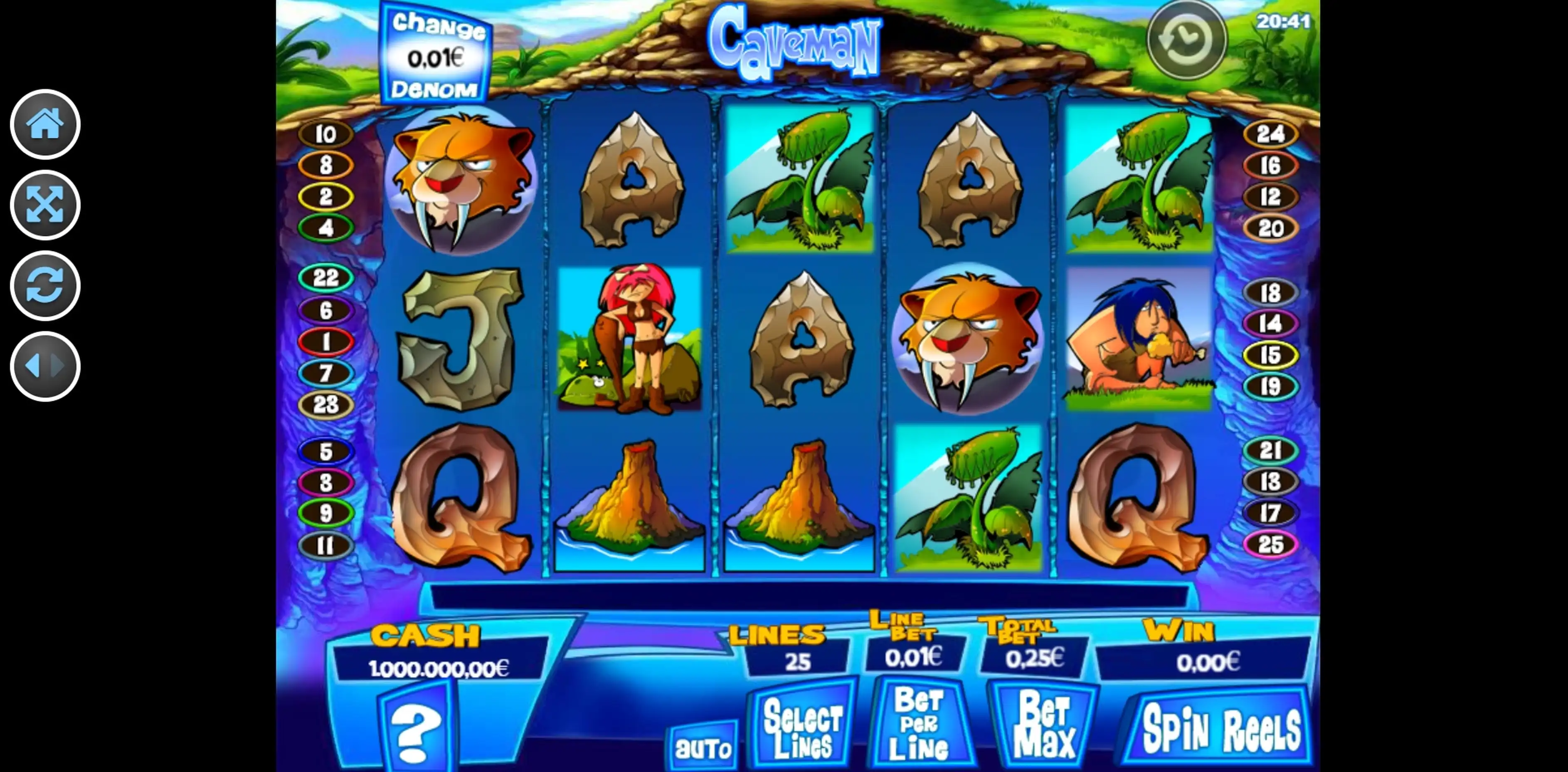 Reels in Caveman Slot Game by R. Franco