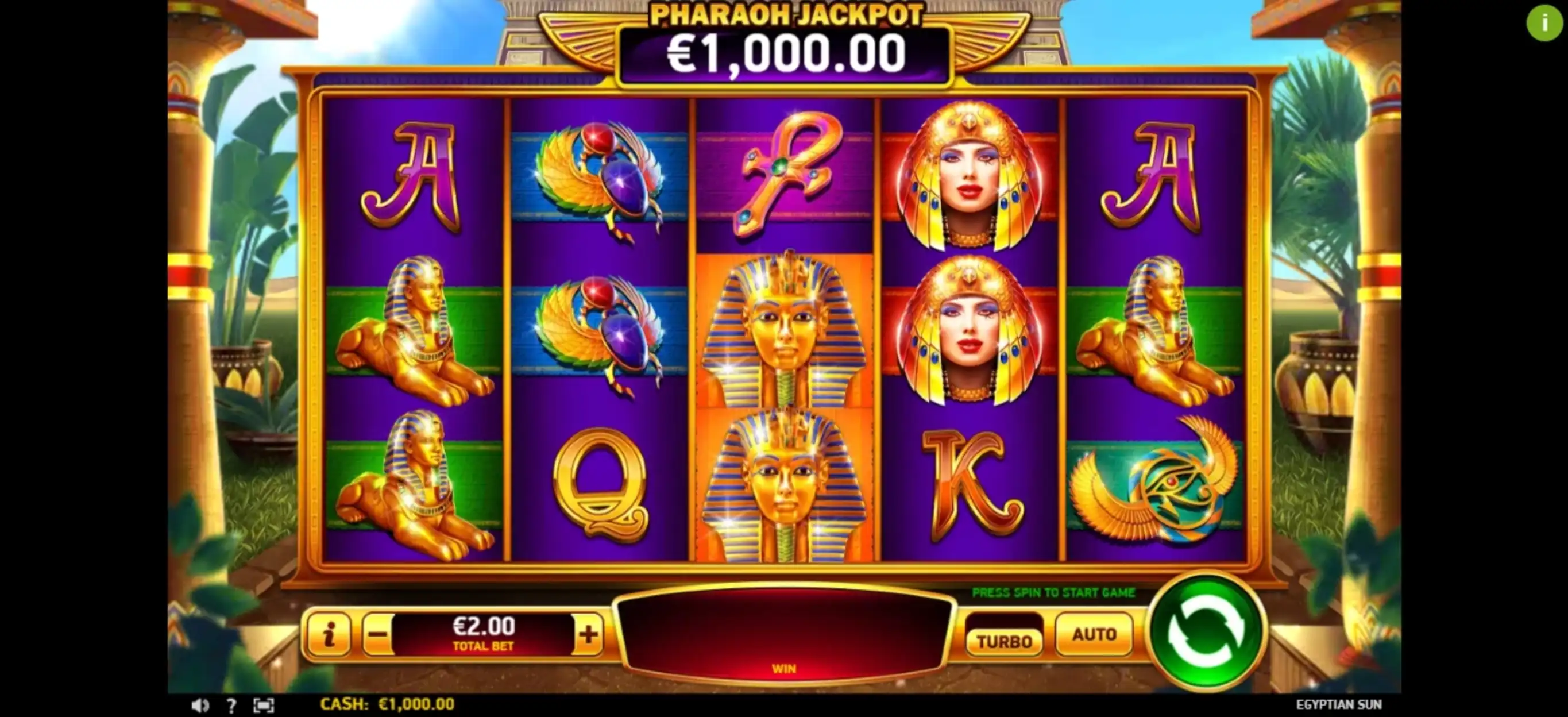 Reels in Egyptian Sun Slot Game by Ruby Play