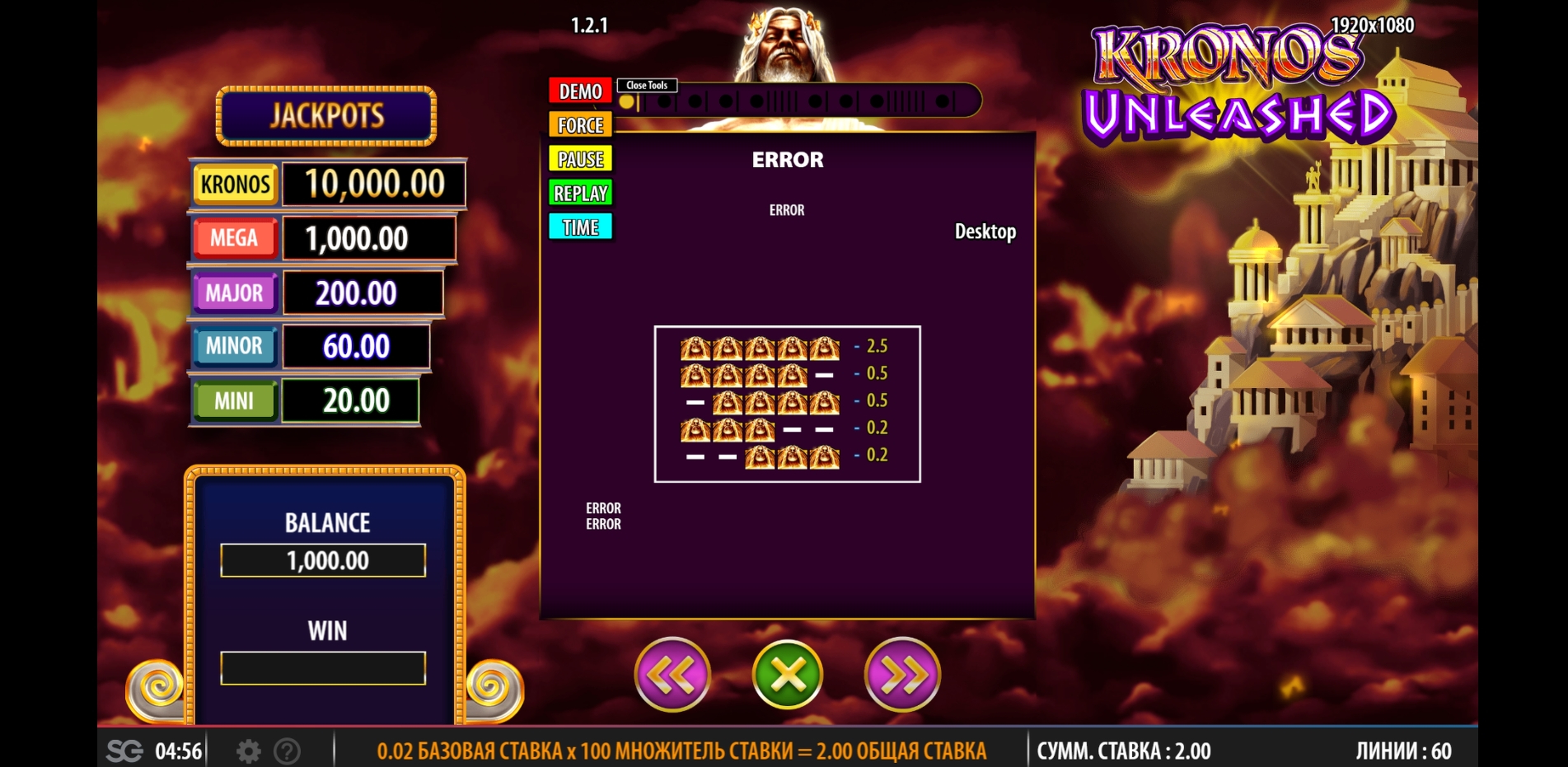 Info of Kronos Unleashed Slot Game by SG