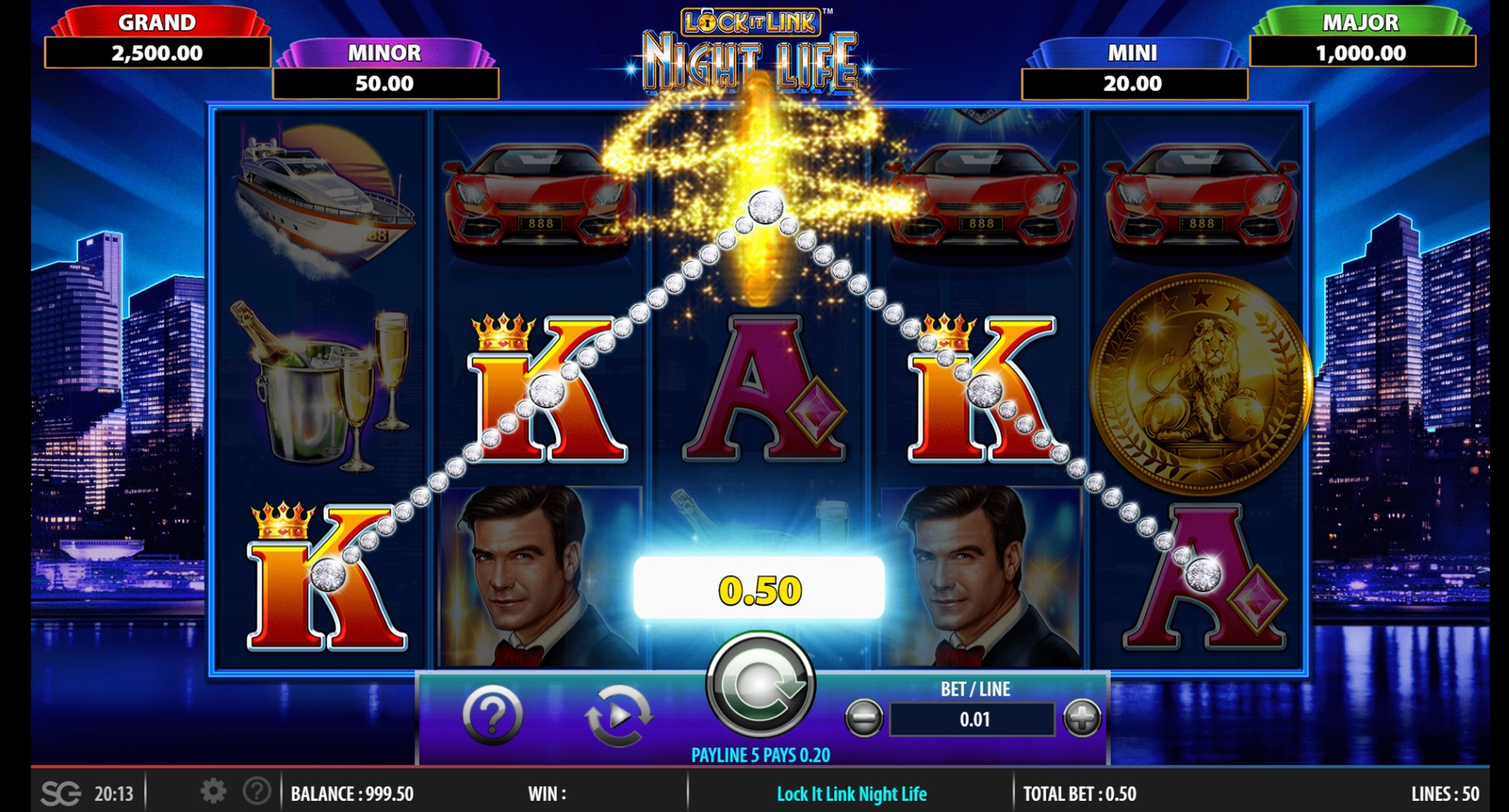 Win Money in Lock it Link Night Life Free Slot Game by SG Interactive