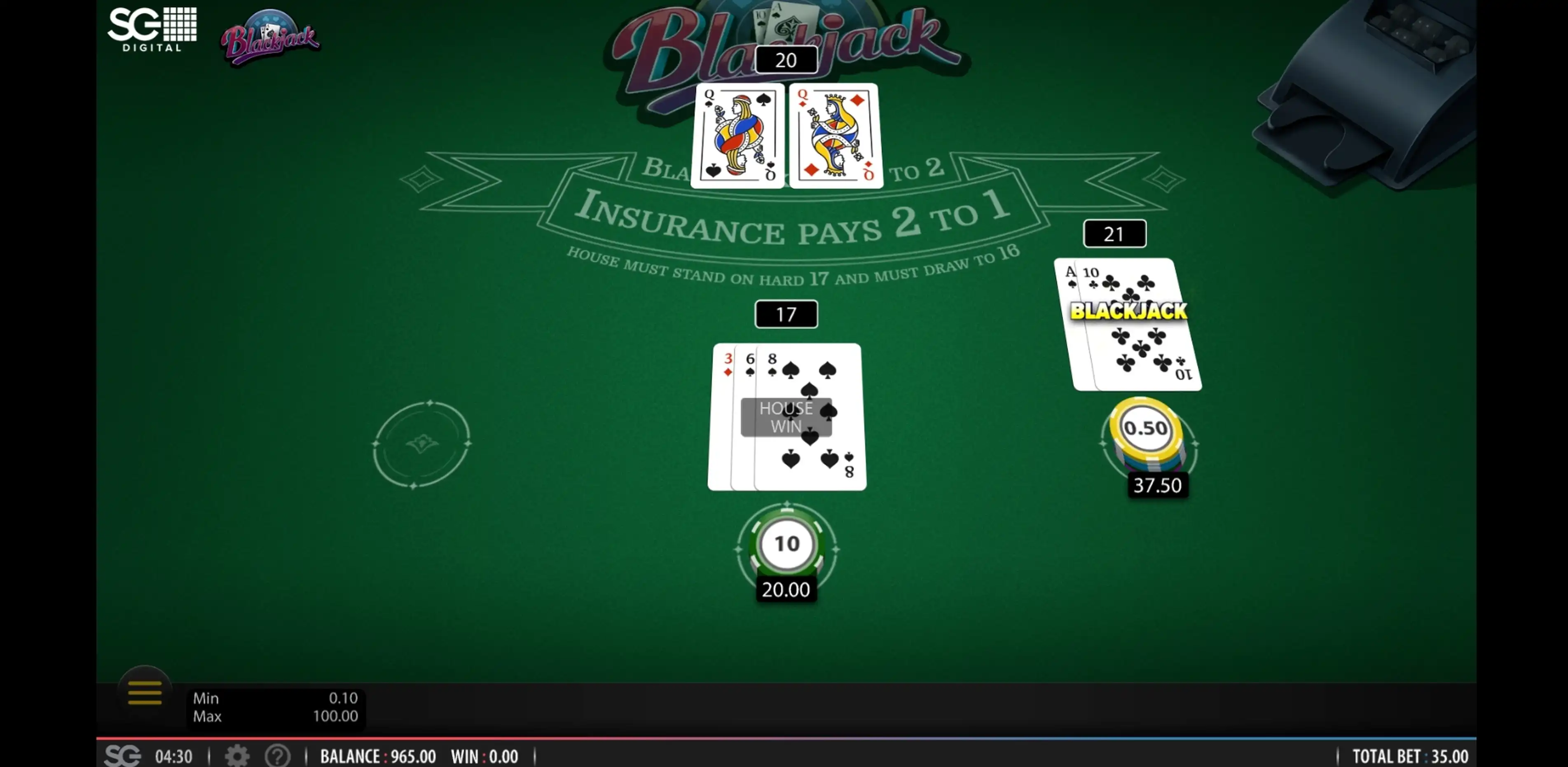 Win Money in Blackjack Free Slot Game by Shuffle Master