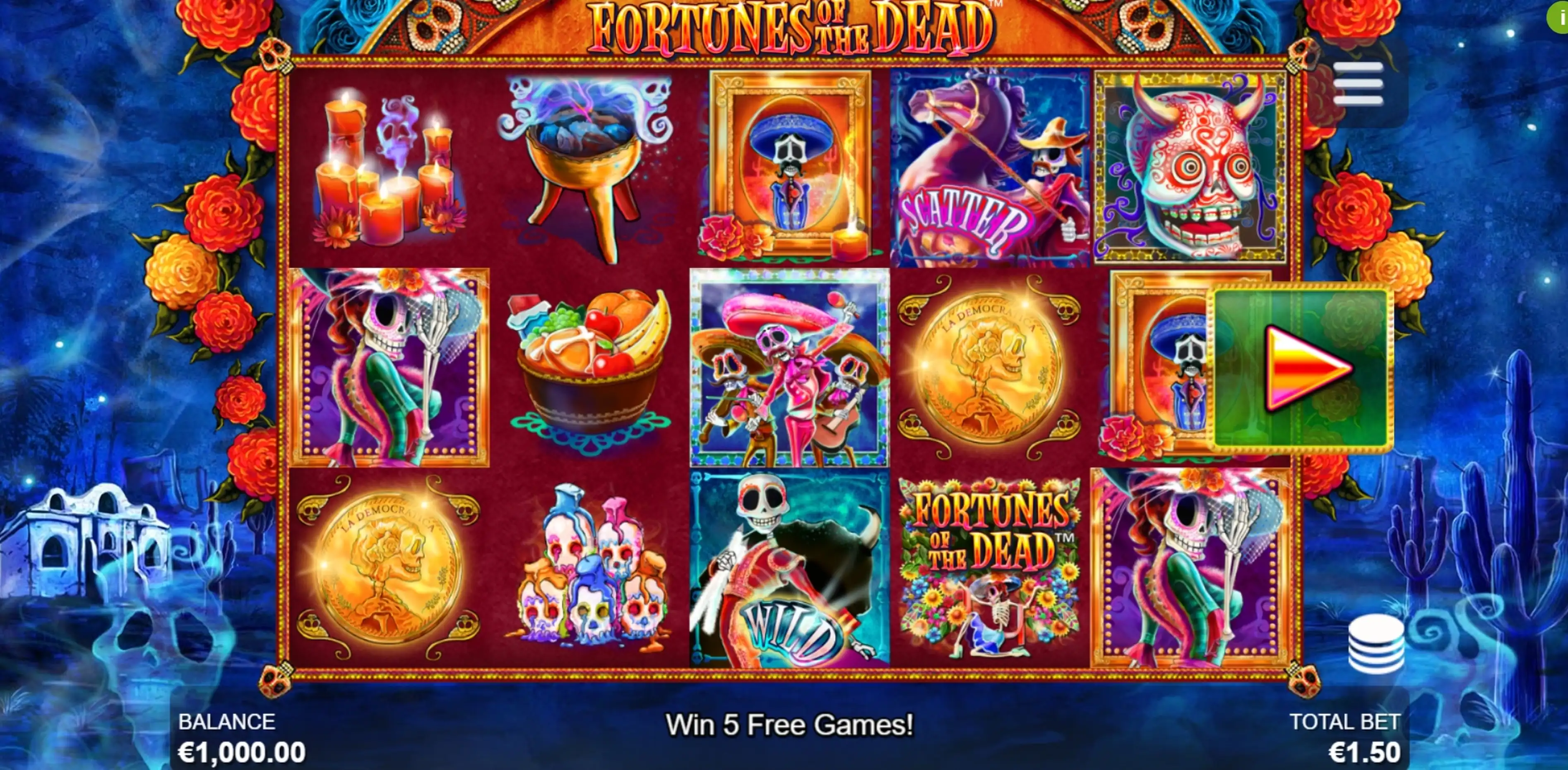 Reels in Fortunes of the Dead Slot Game by Side City Studios