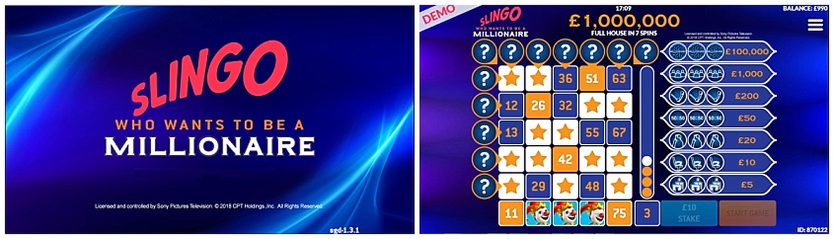 Slingo Who Wants to be a Millionaire demo