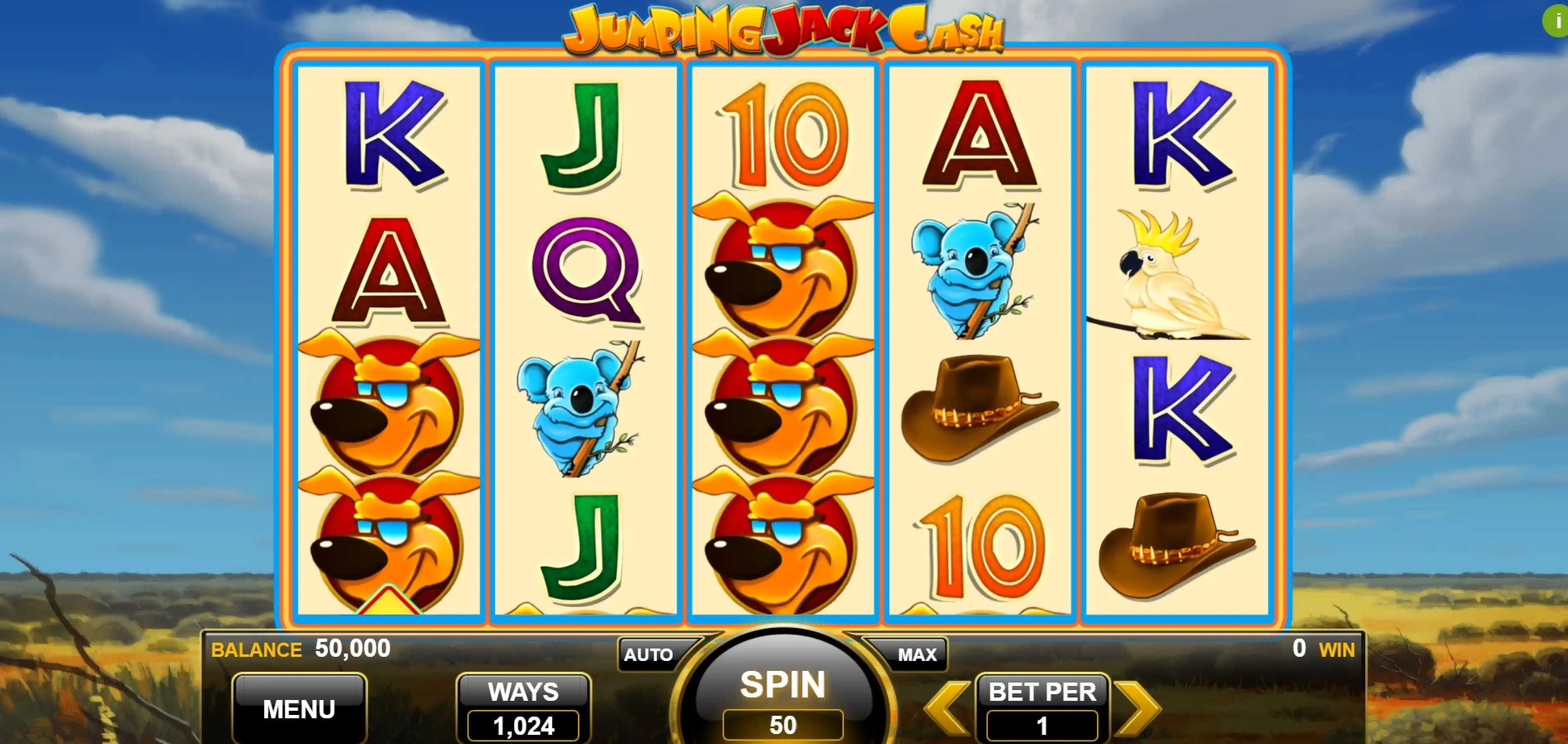 Reels in Jumping Jack Cash Slot Game by Spin Games