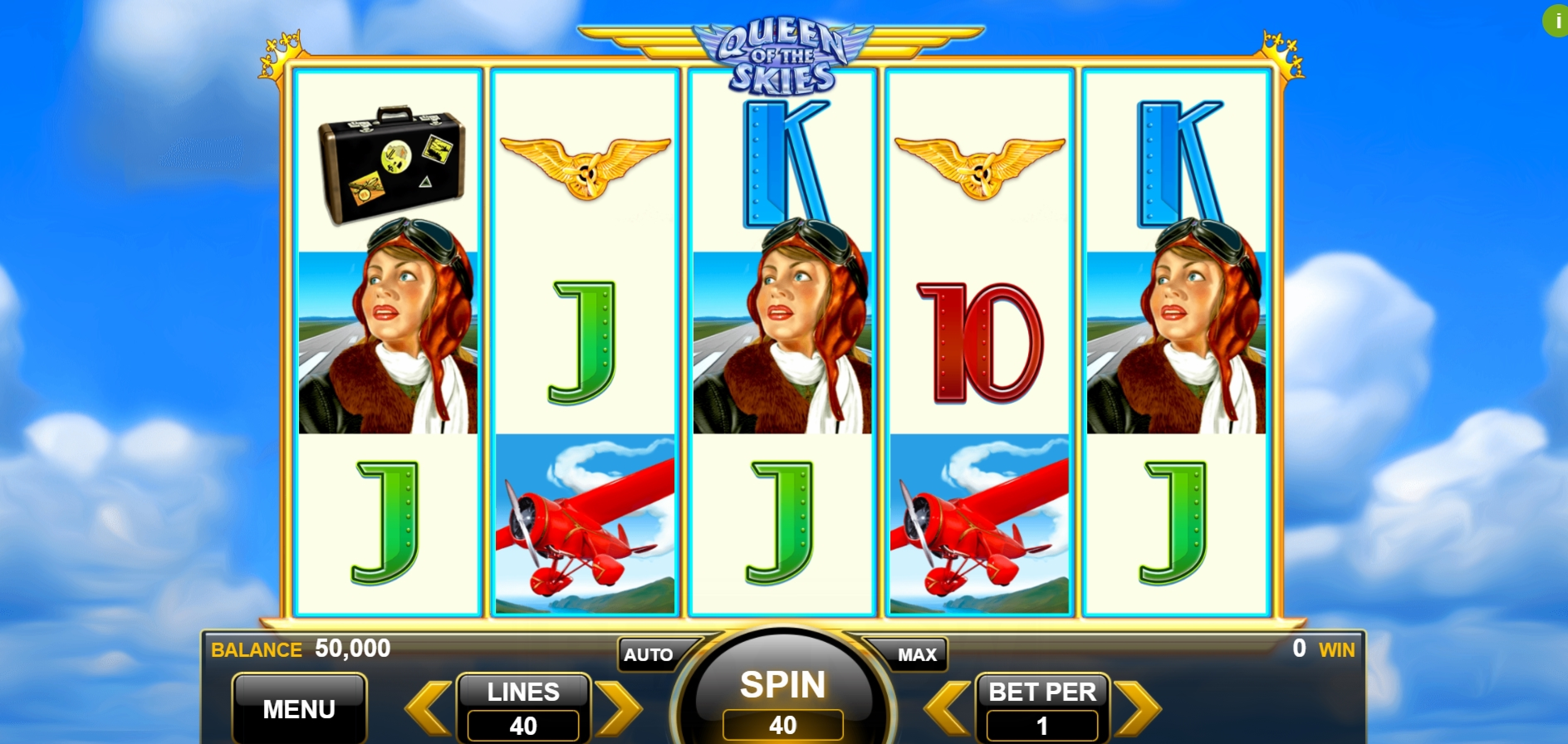 Reels in Queen of the Skies Slot Game by Spin Games
