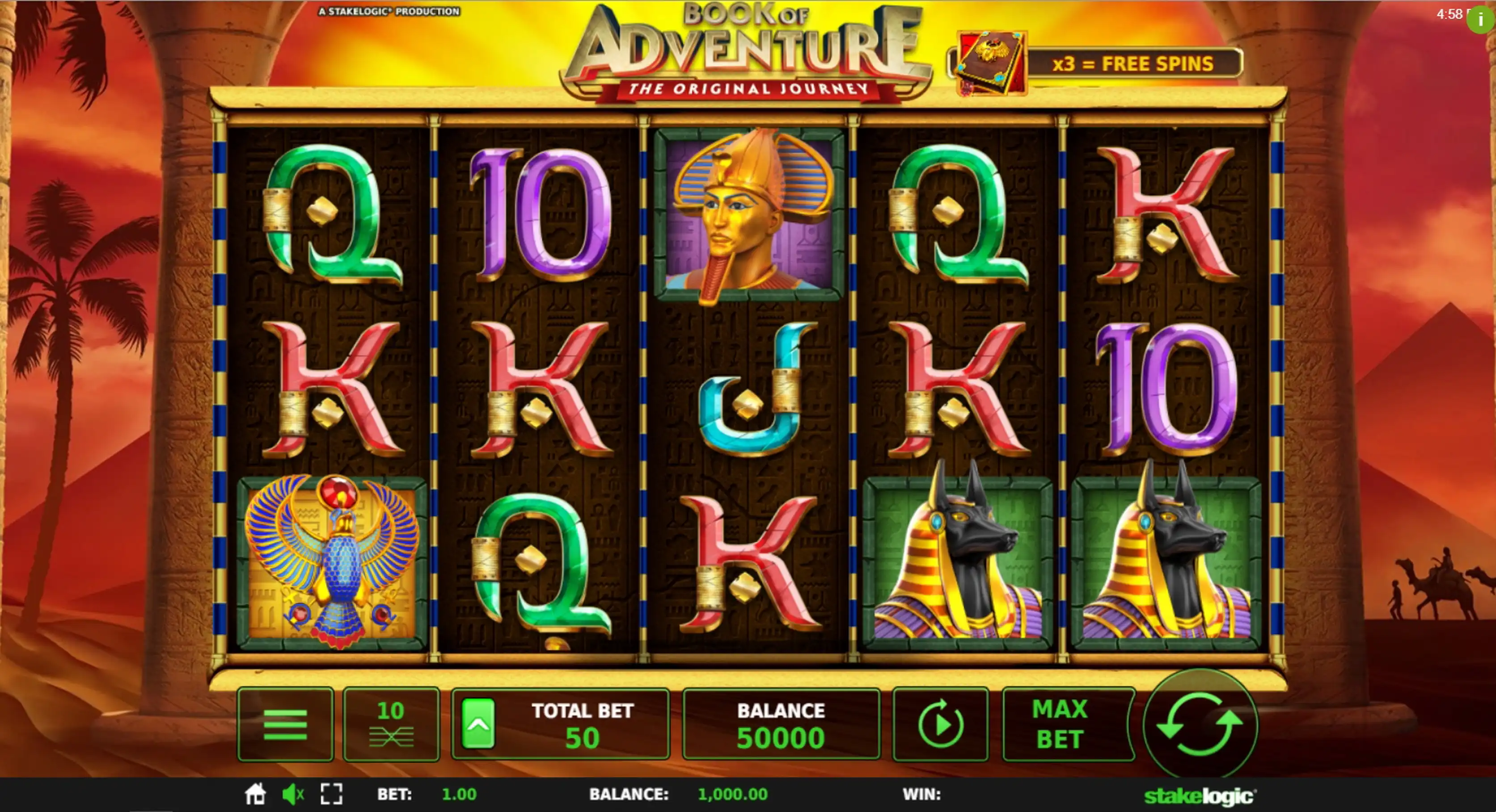 Reels in Book of Adventure Slot Game by Stakelogic