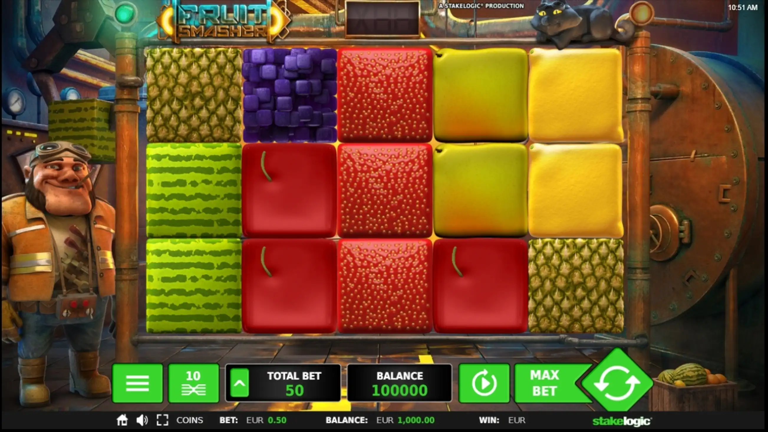 Reels in Fruit Smasher Slot Game by Stakelogic