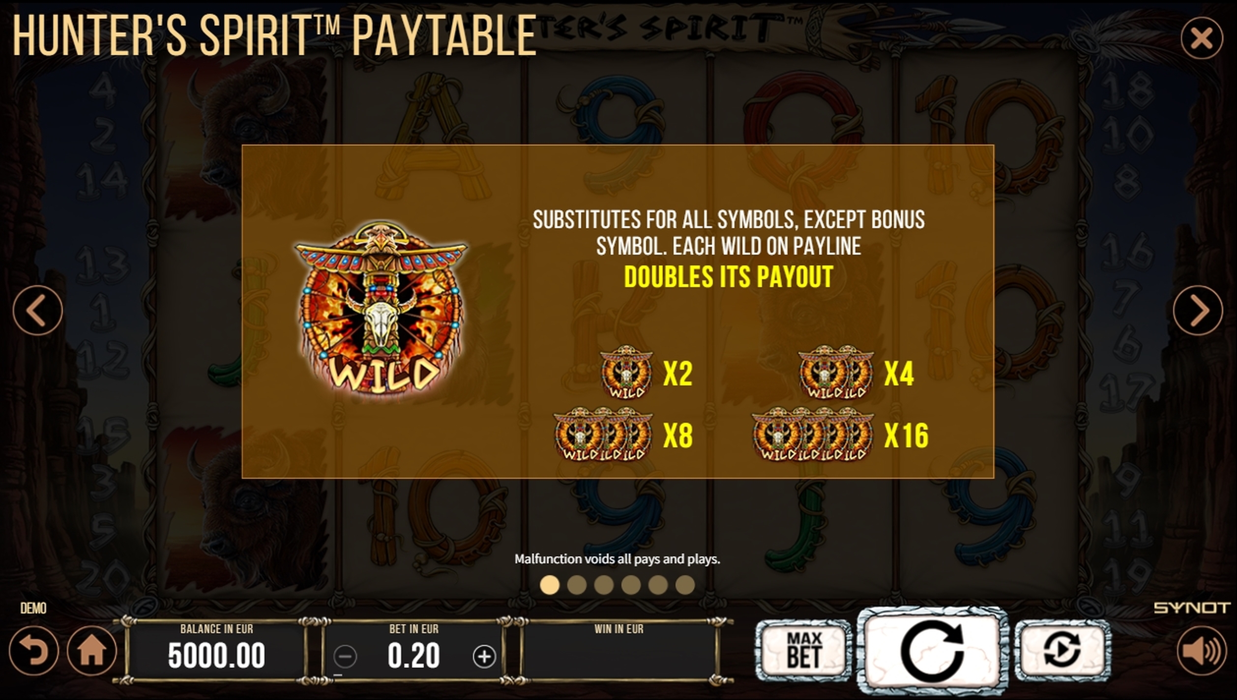 Info of Hunters Spirit Slot Game by Synot Games