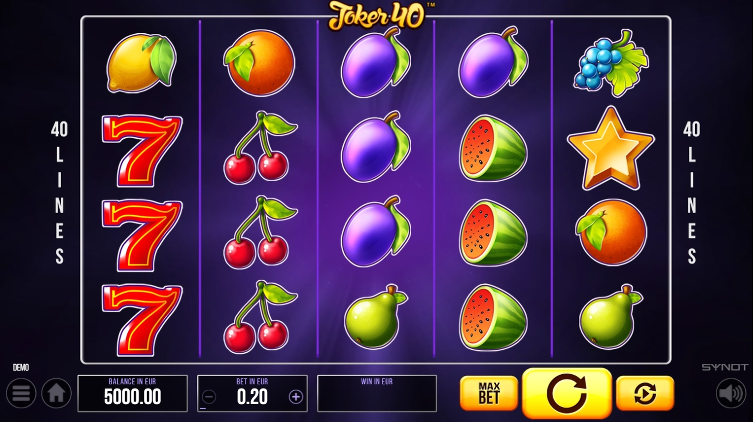 Reels in Joker 40 Slot Game by Synot Games