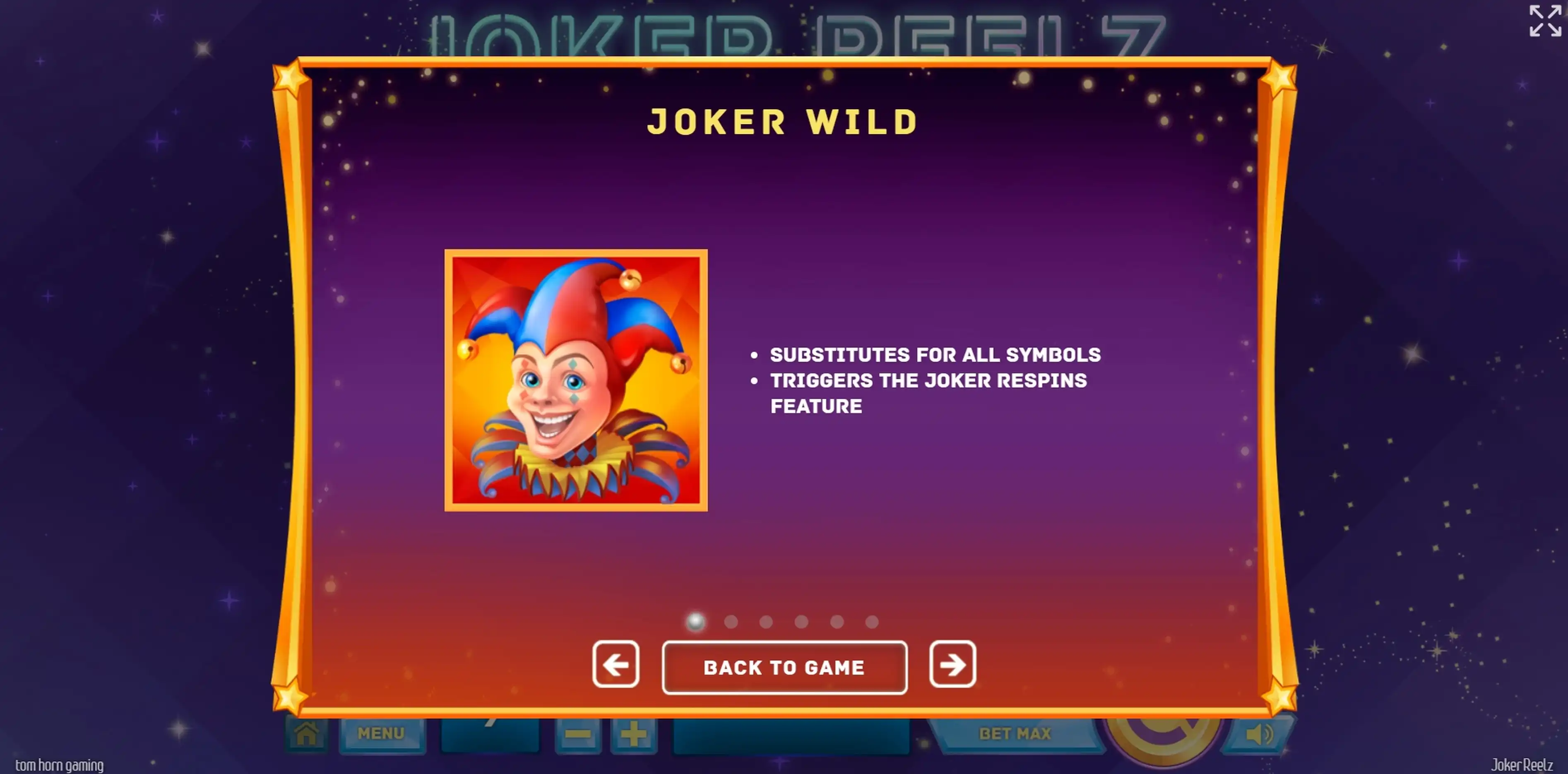 Info of Joker Reelz Slot Game by Tom Horn Gaming