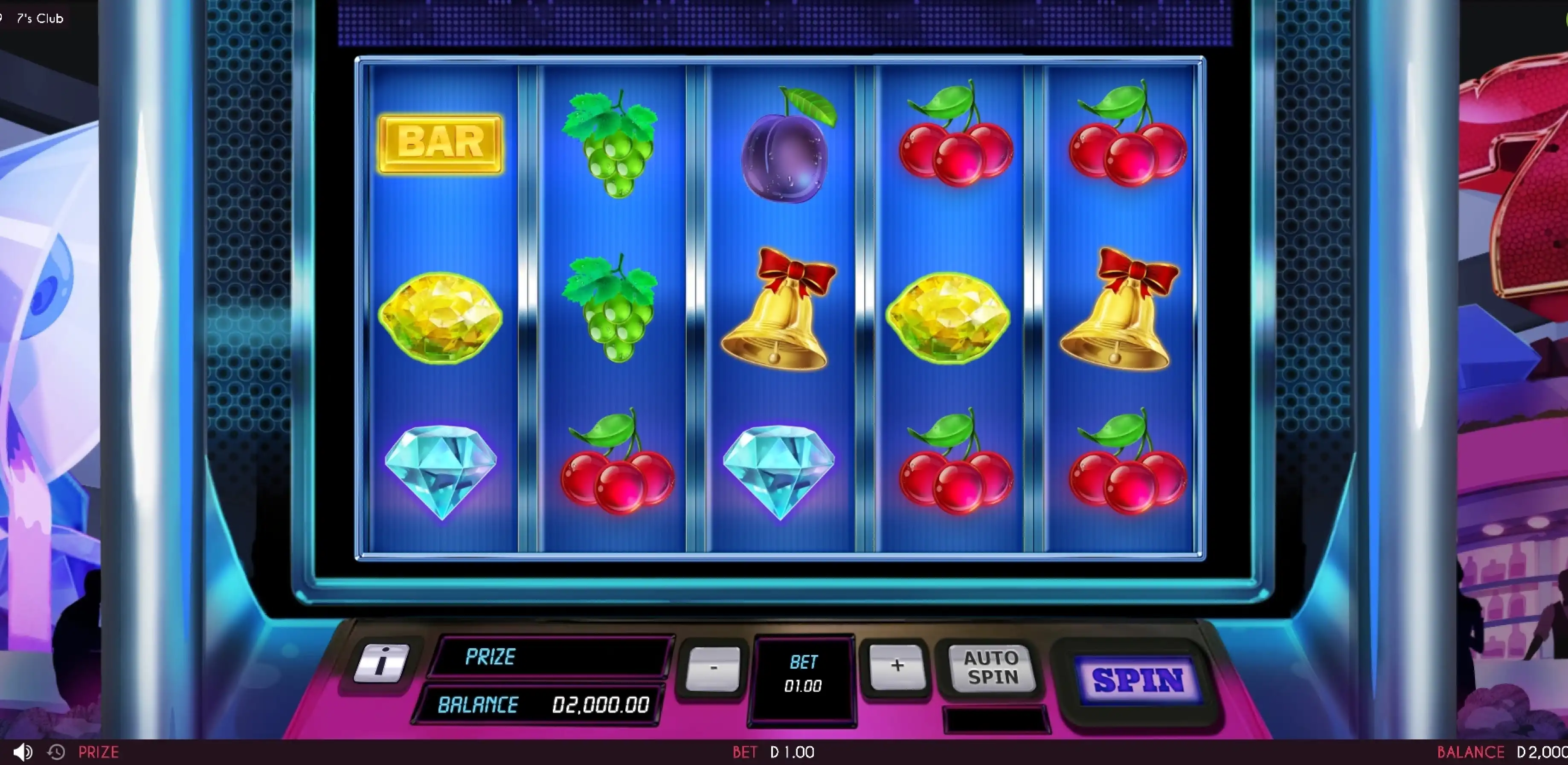 Reels in 7's Club Slot Game by Triple Cherry