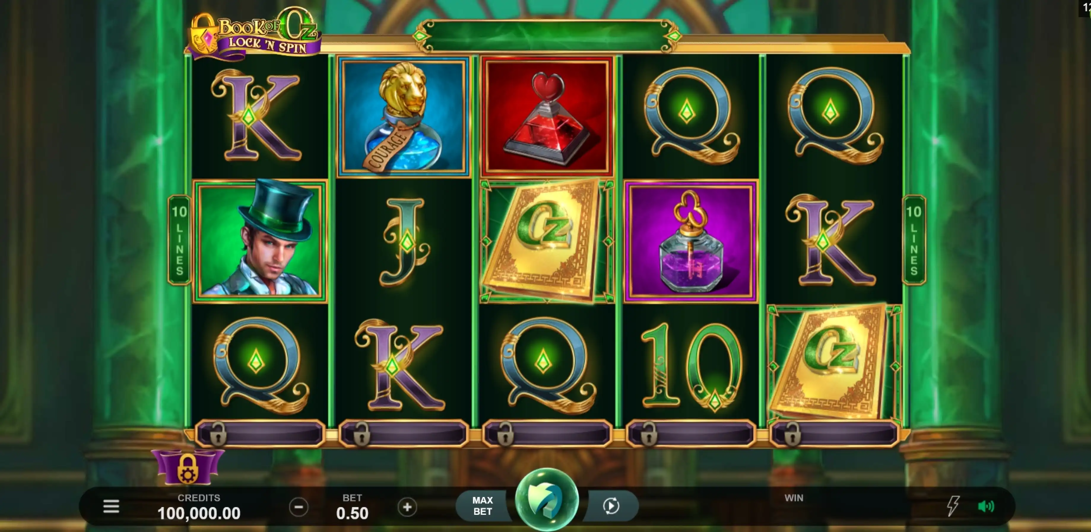 Reels in Book of Oz Lock 'N Spin Slot Game by Triple Edge Studios