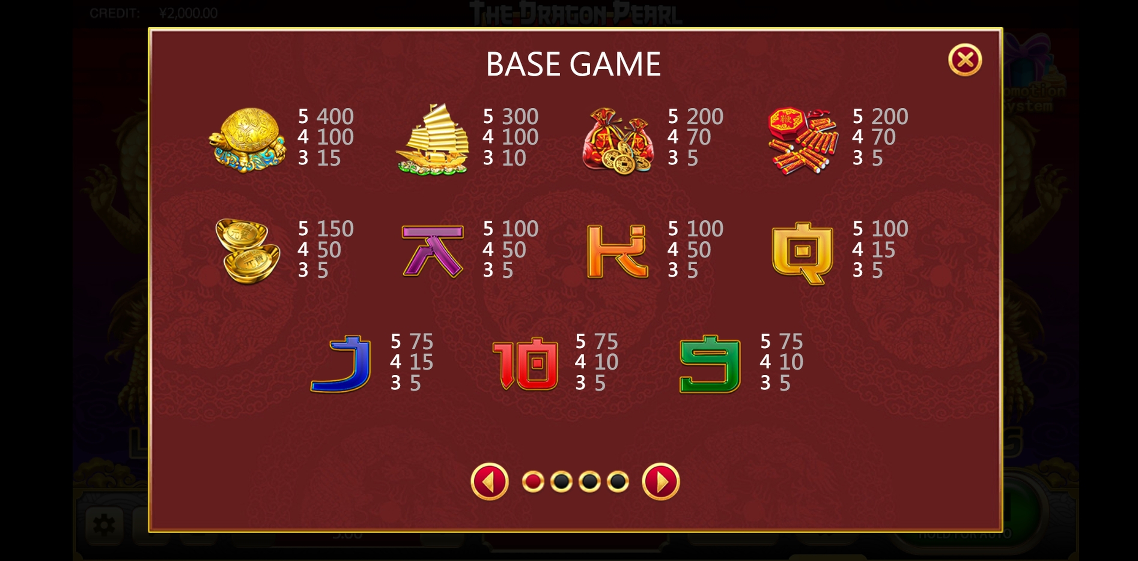 Info of The Dragon Pearl Gold Slot Game by XIN Gaming