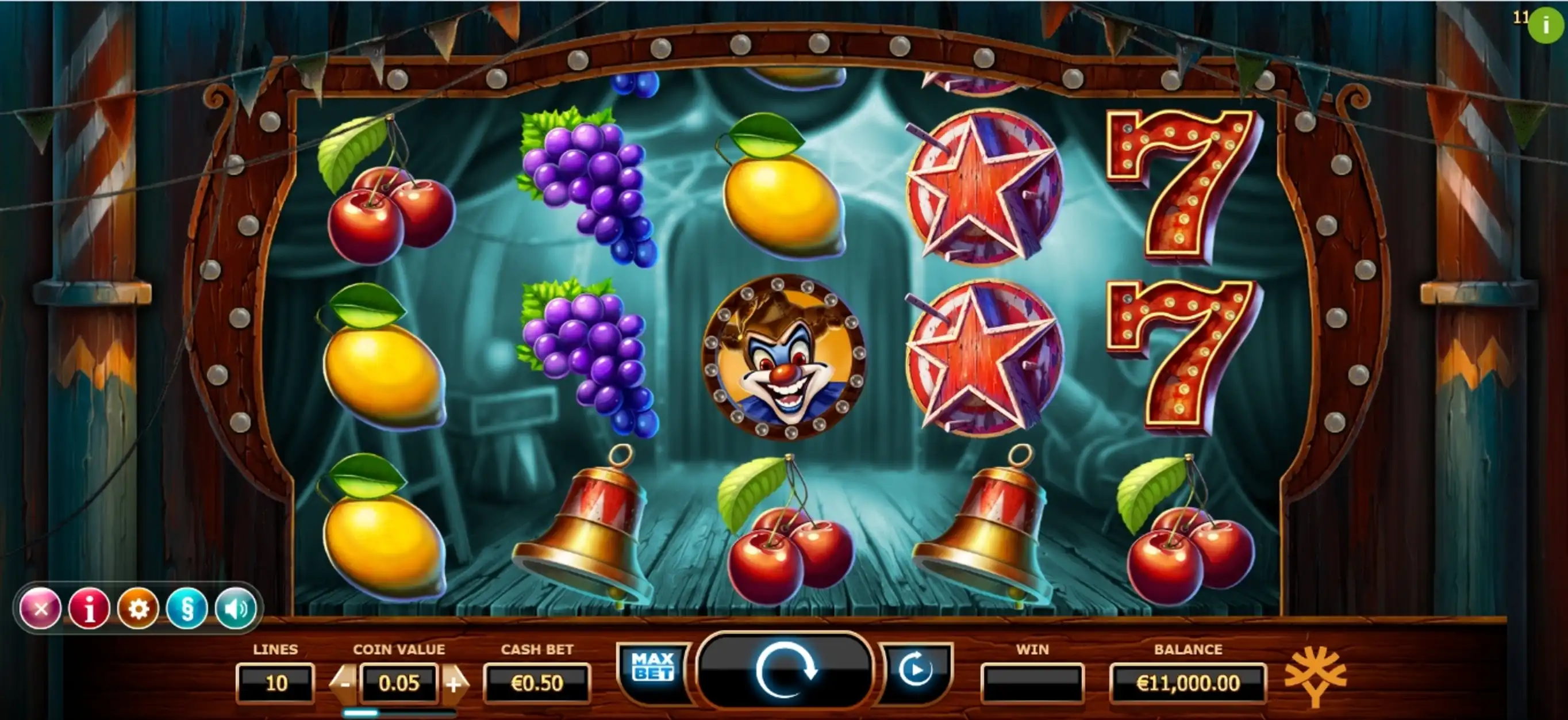 Reels in Wicked Circus Slot Game by Yggdrasil Gaming